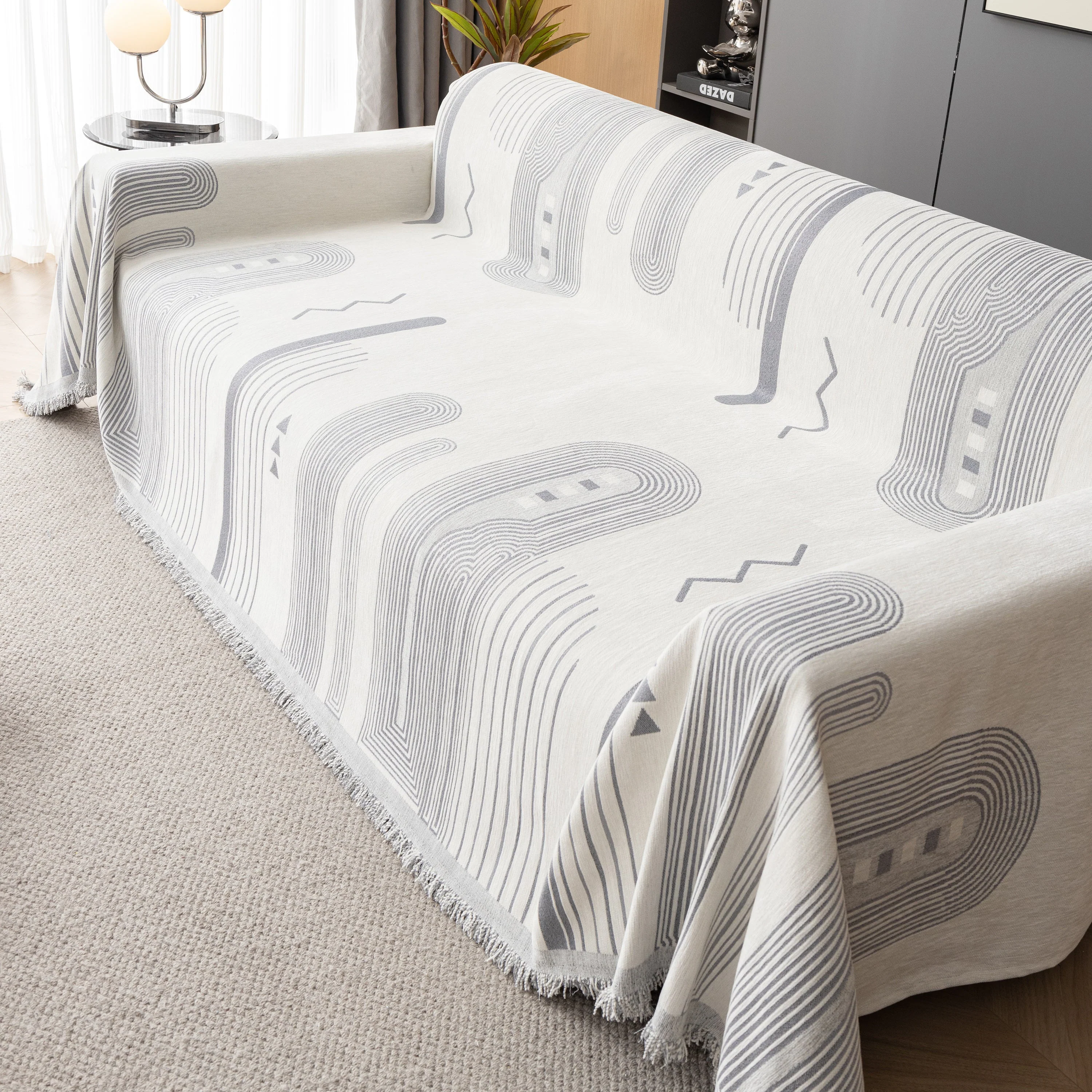 Boho Couch Throw Covers with Tassel Thick Durable Sofa Cover Blanket Furniture Slipcover Sectional - Image 76