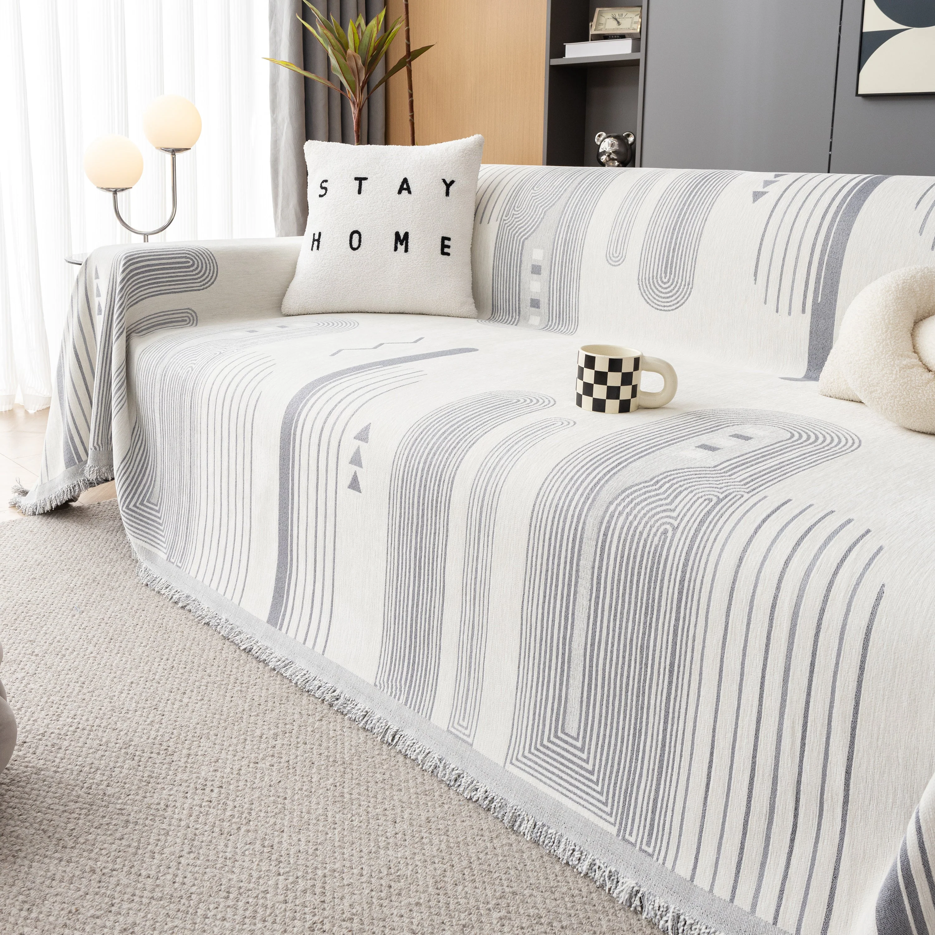 Boho Couch Throw Covers with Tassel Thick Durable Sofa Cover Blanket Furniture Slipcover Sectional - Image 78