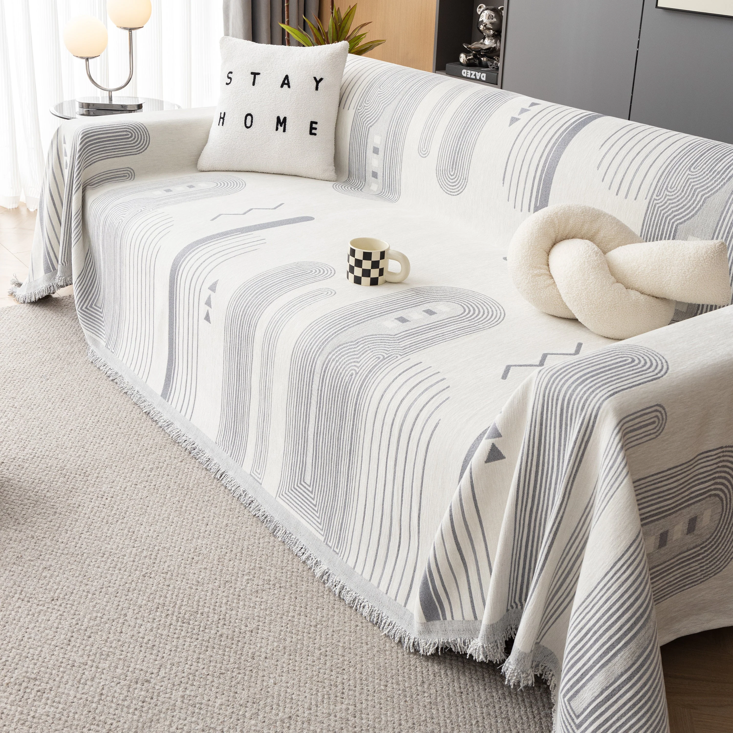 Boho Couch Throw Covers with Tassel Thick Durable Sofa Cover Blanket Furniture Slipcover Sectional - Image 79