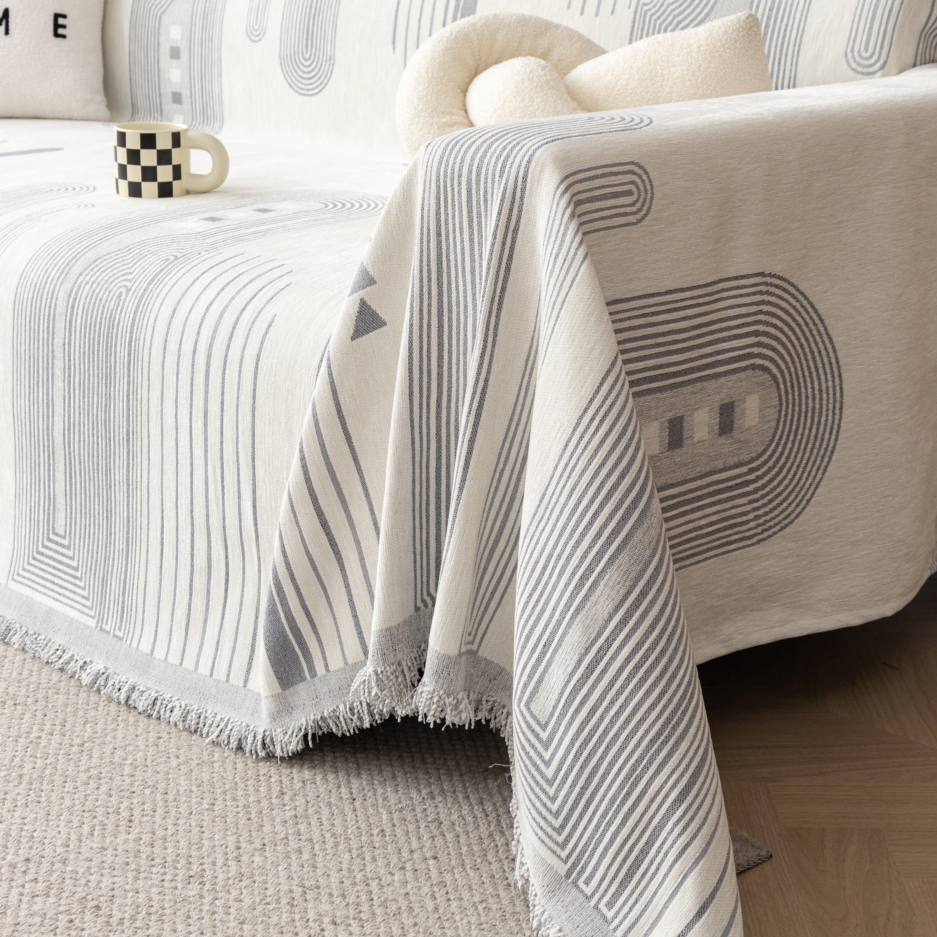Boho Couch Throw Covers with Tassel Thick Durable Sofa Cover Blanket Furniture Slipcover Sectional - Image 80