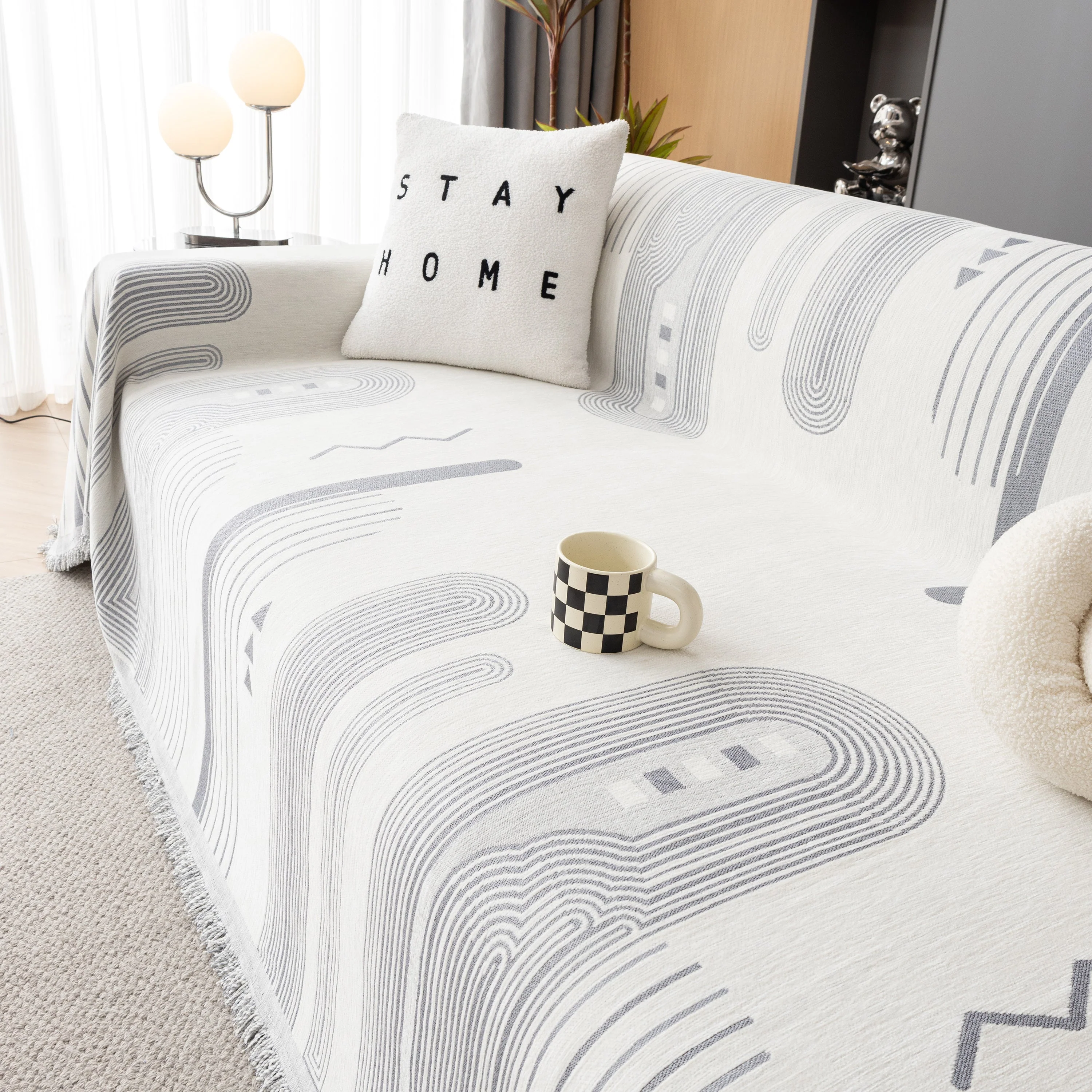 Boho Couch Throw Covers with Tassel Thick Durable Sofa Cover Blanket Furniture Slipcover Sectional - Image 83
