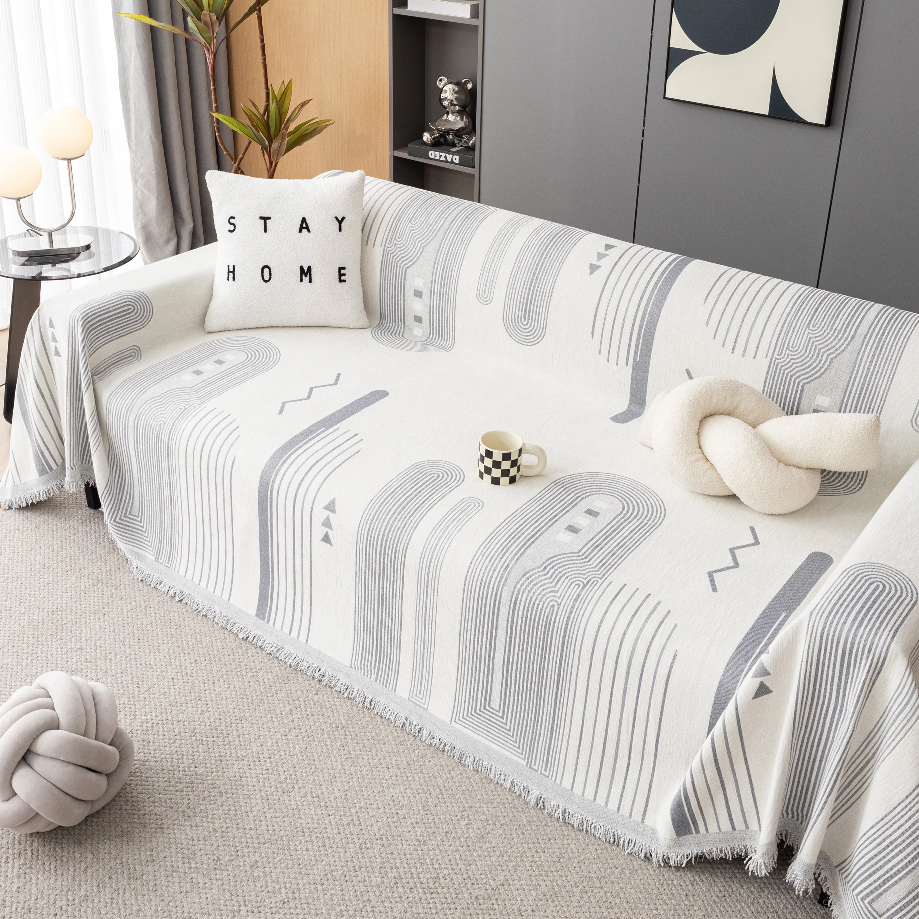 Boho Couch Throw Covers with Tassel Thick Durable Sofa Cover Blanket Furniture Slipcover Sectional - Image 85