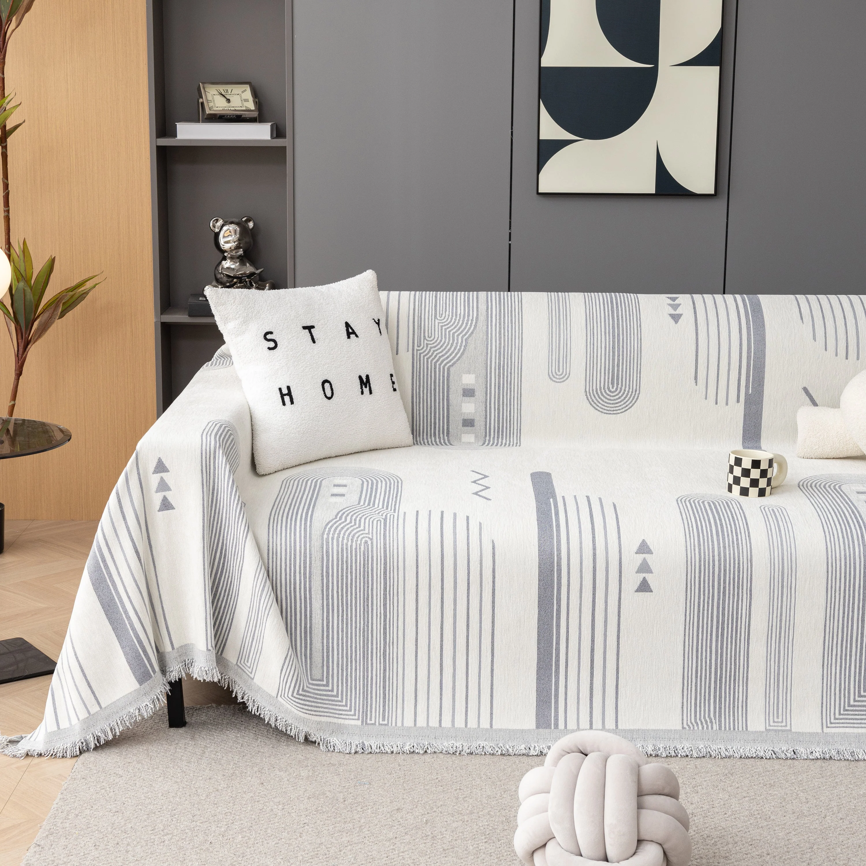Boho Couch Throw Covers with Tassel Thick Durable Sofa Cover Blanket Furniture Slipcover Sectional - Image 86