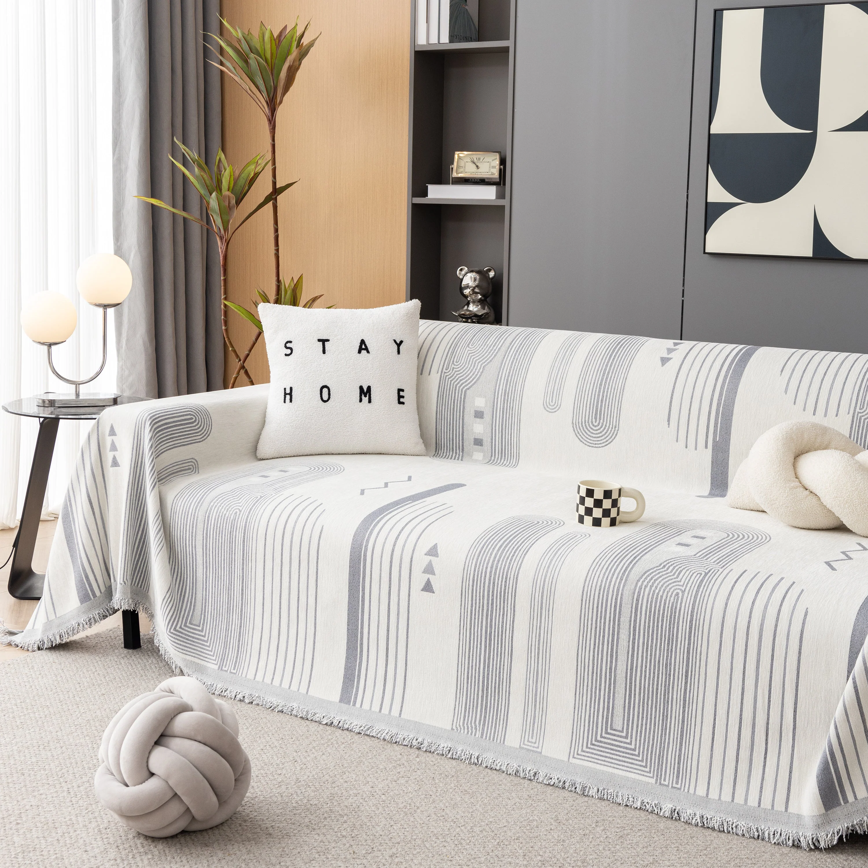 Boho Couch Throw Covers with Tassel Thick Durable Sofa Cover Blanket Furniture Slipcover Sectional - Image 87