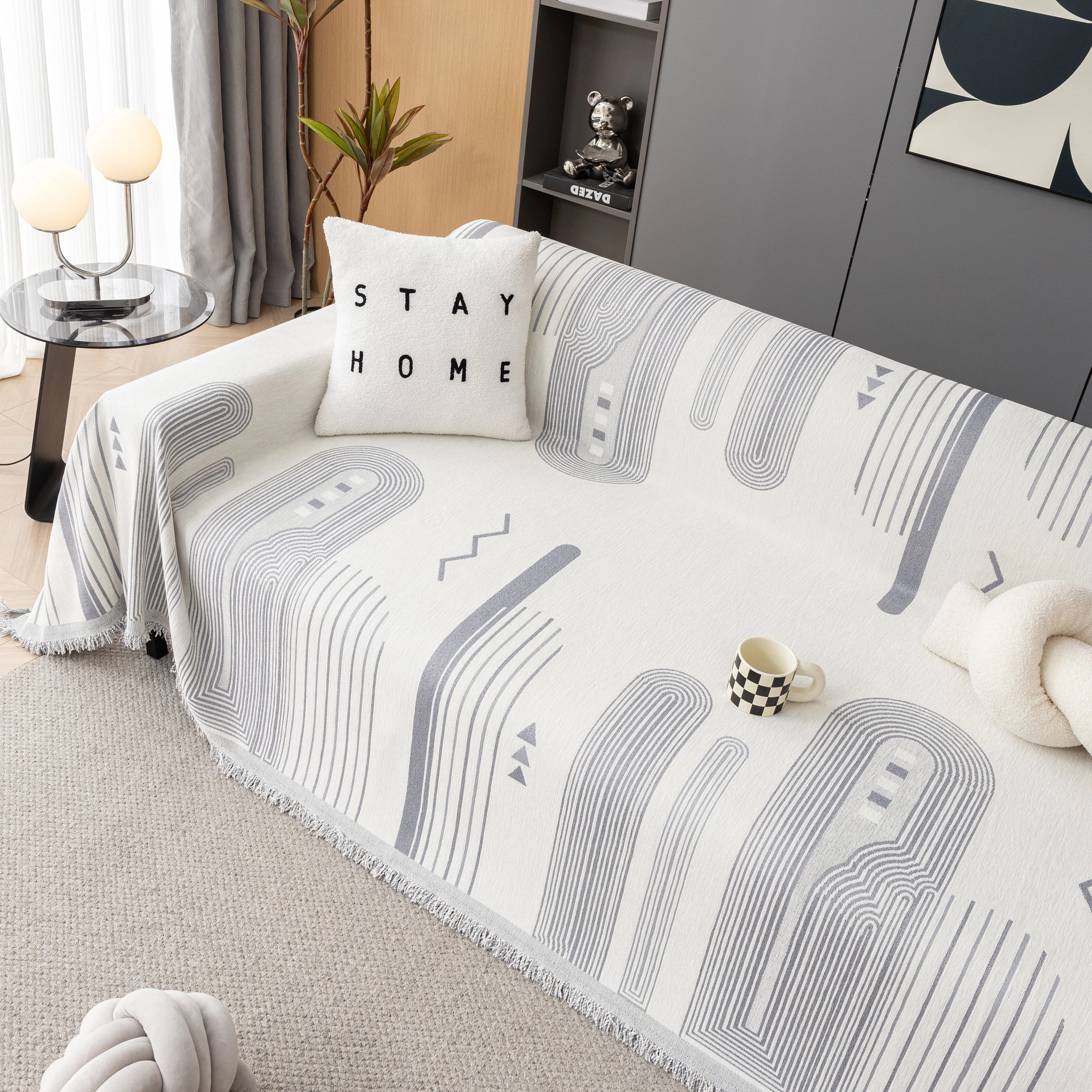 Boho Couch Throw Covers with Tassel Thick Durable Sofa Cover Blanket Furniture Slipcover Sectional - Image 88