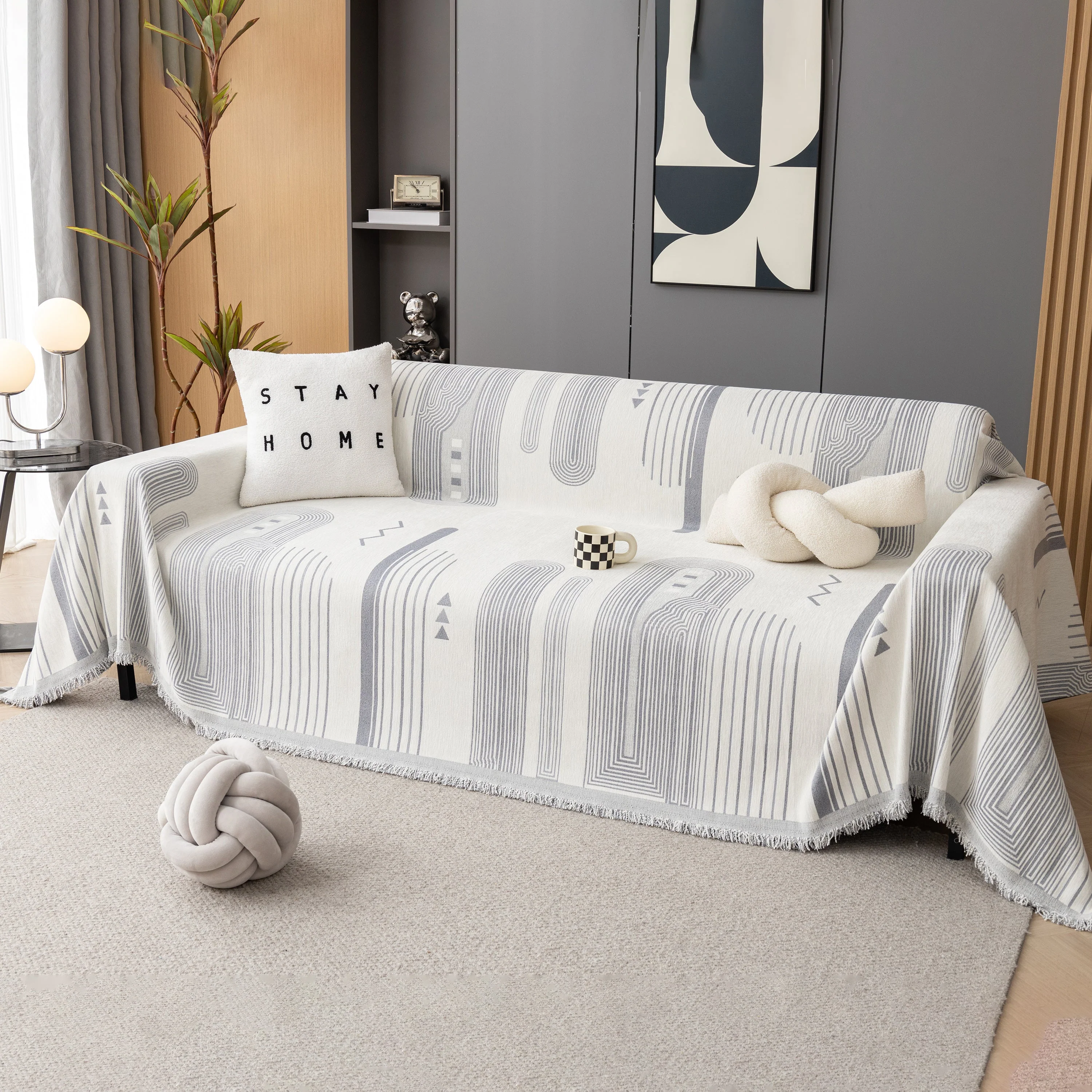Boho Couch Throw Covers with Tassel Thick Durable Sofa Cover Blanket Furniture Slipcover Sectional - Image 89