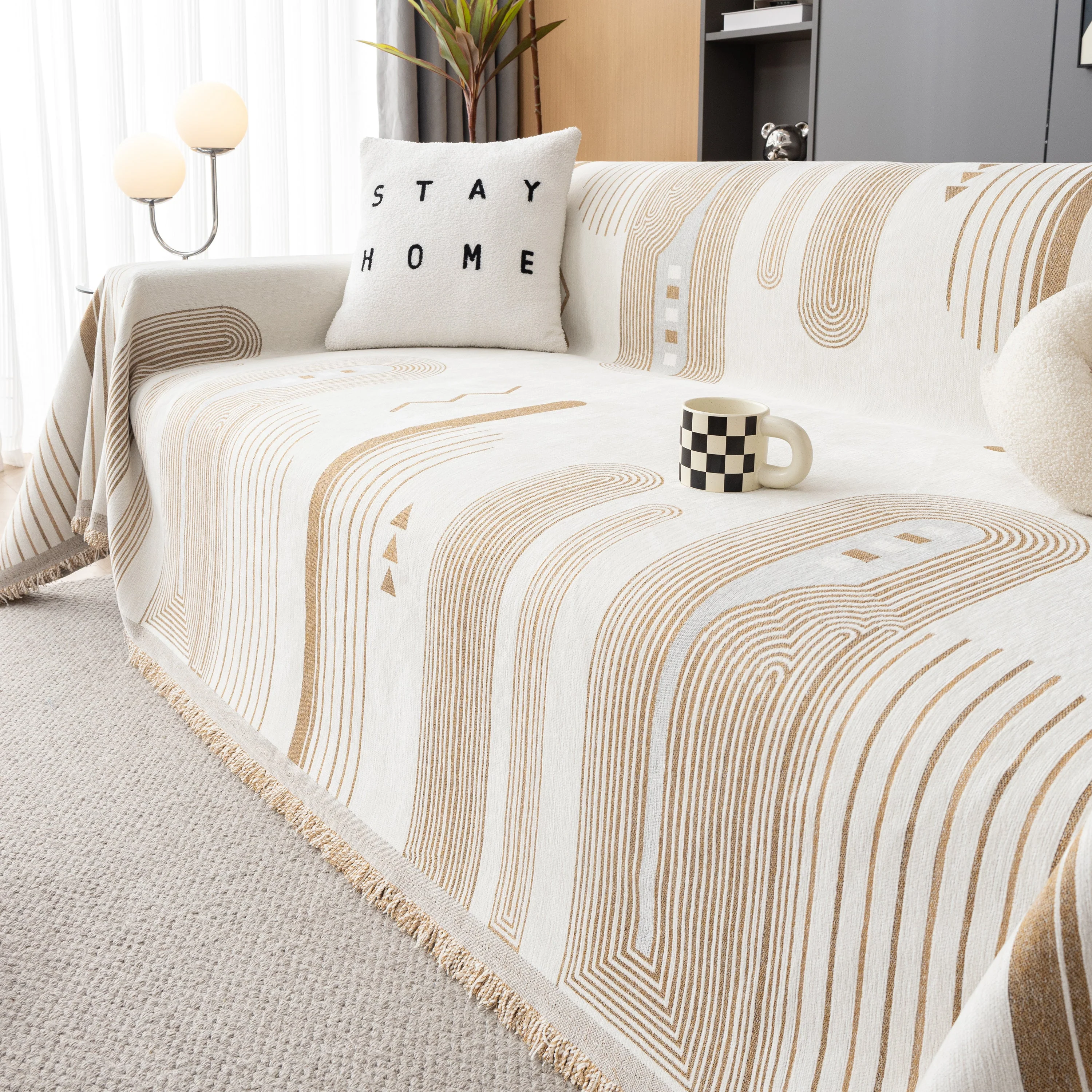 Boho Couch Throw Covers with Tassel Thick Durable Sofa Cover Blanket Furniture Slipcover Sectional - Image 9