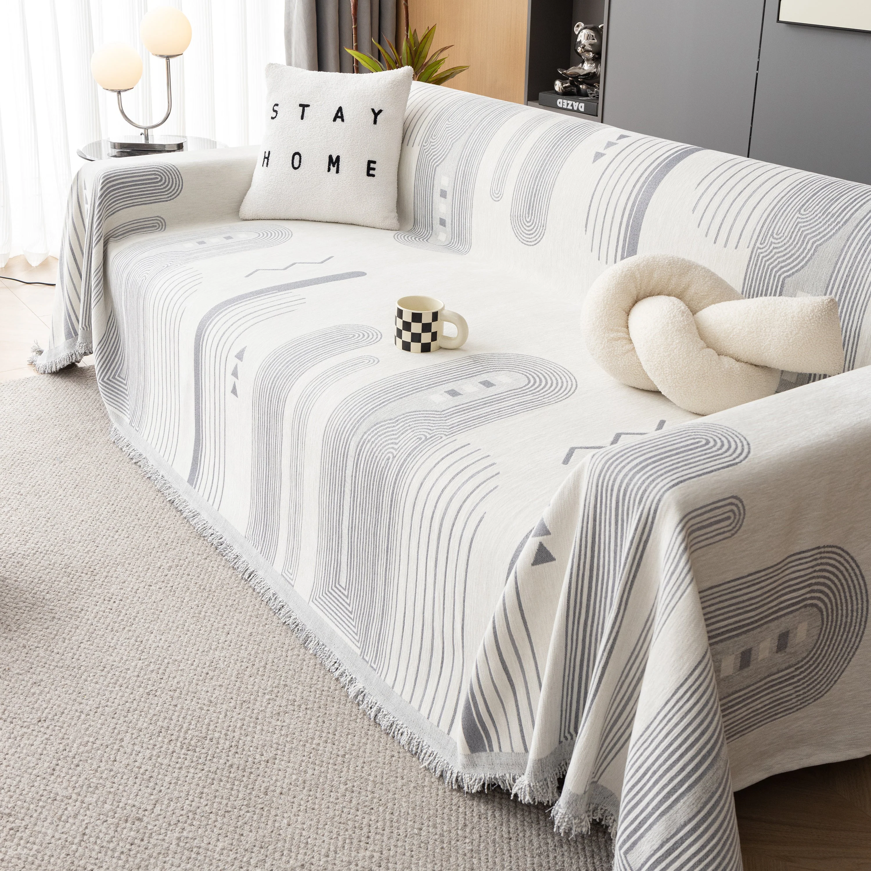 Boho Couch Throw Covers with Tassel Thick Durable Sofa Cover Blanket Furniture Slipcover Sectional - Image 90