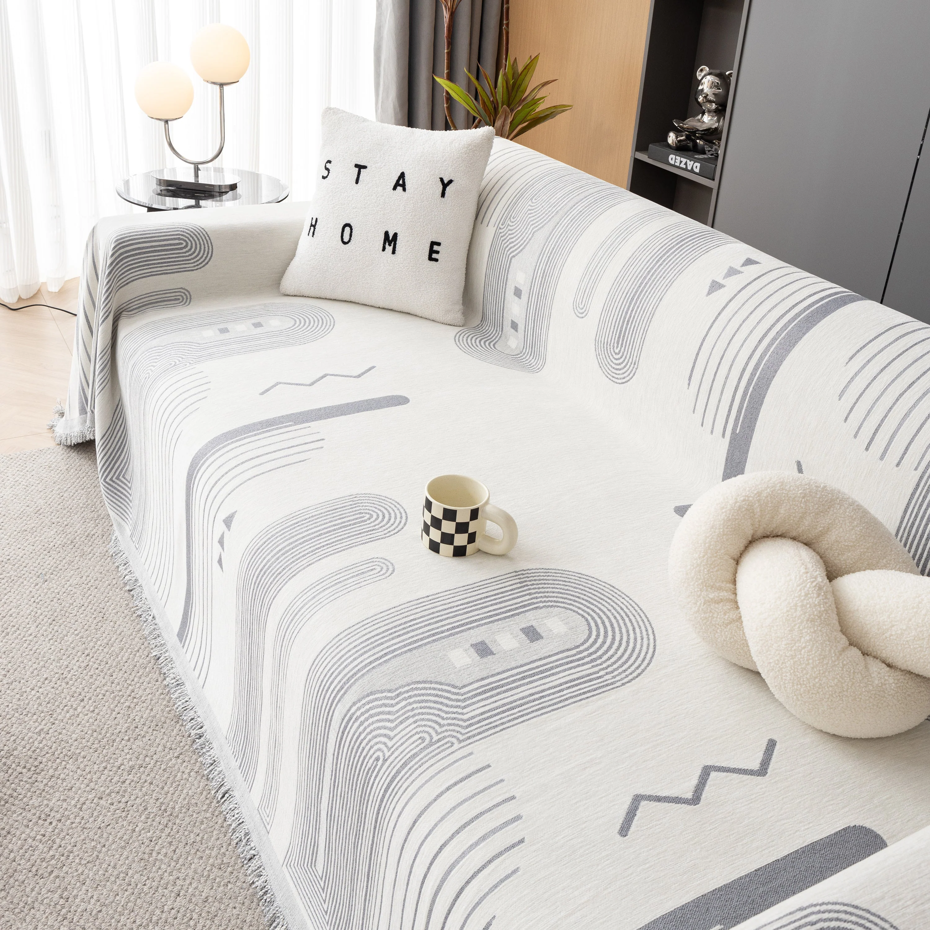 Boho Couch Throw Covers with Tassel Thick Durable Sofa Cover Blanket Furniture Slipcover Sectional - Image 91