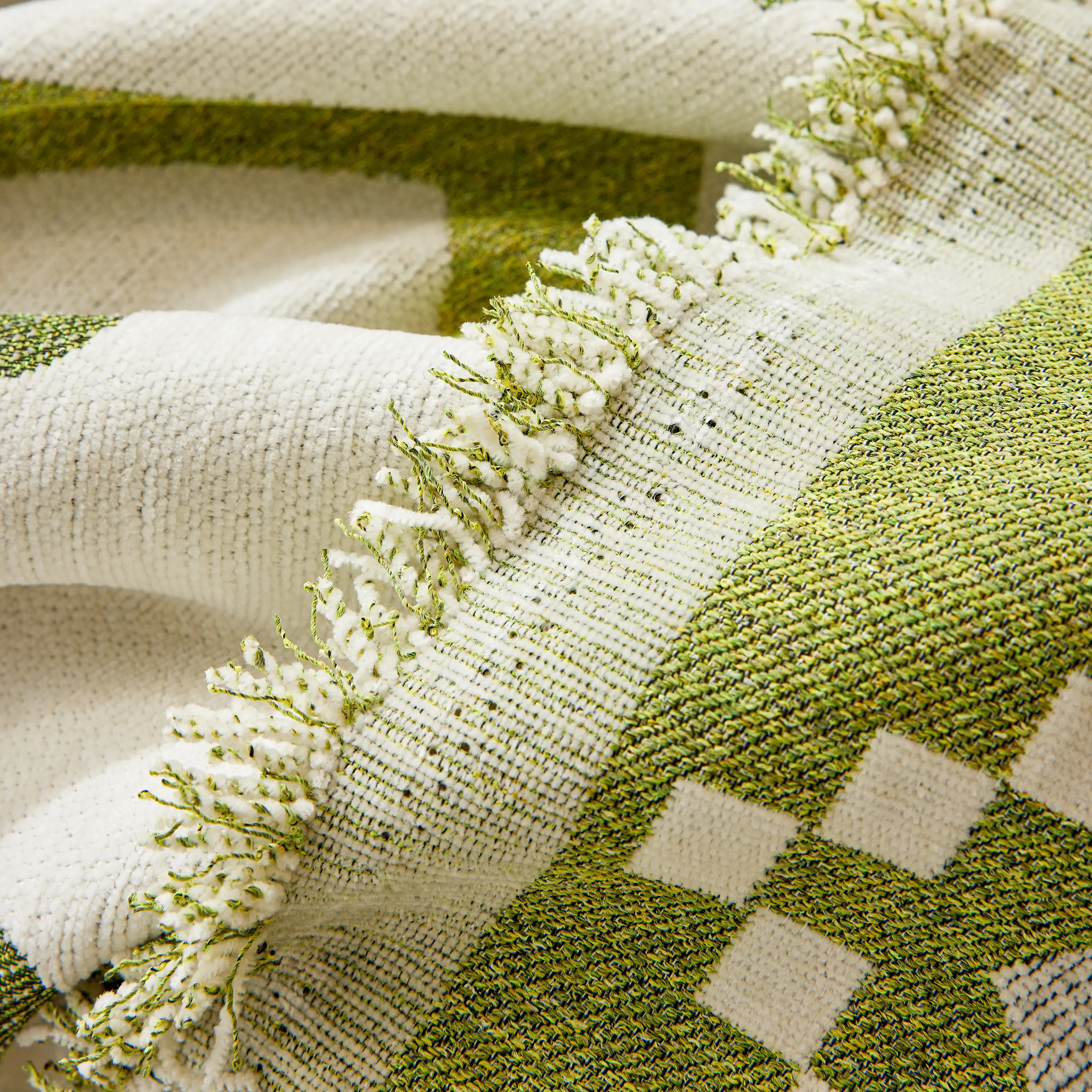 Boho Geometric Chenille Throw Sofa Cover Soft Textured Decorative Couch Blanket - Image 115