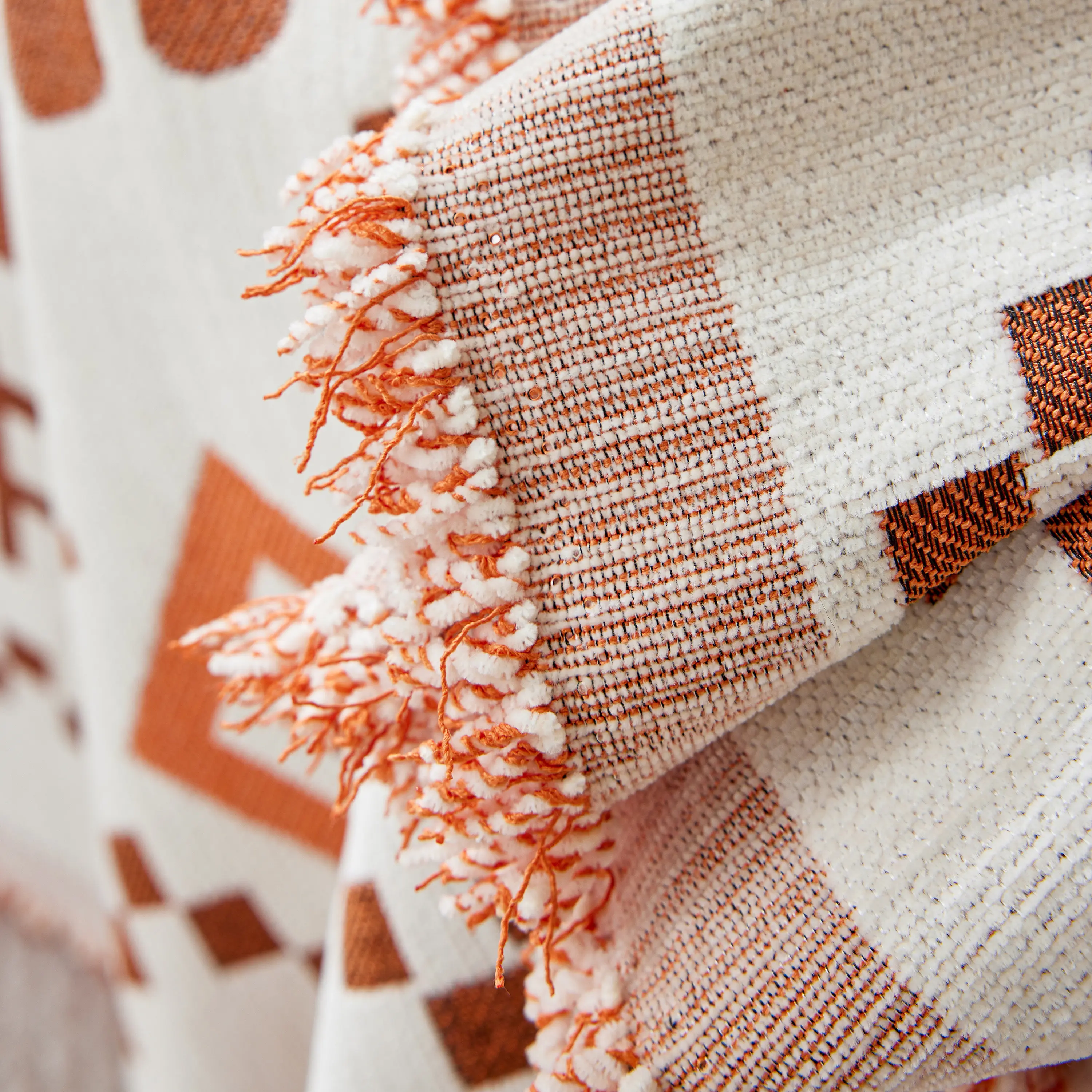 Boho Geometric Chenille Throw Sofa Cover Soft Textured Decorative Couch Blanket - Image 143