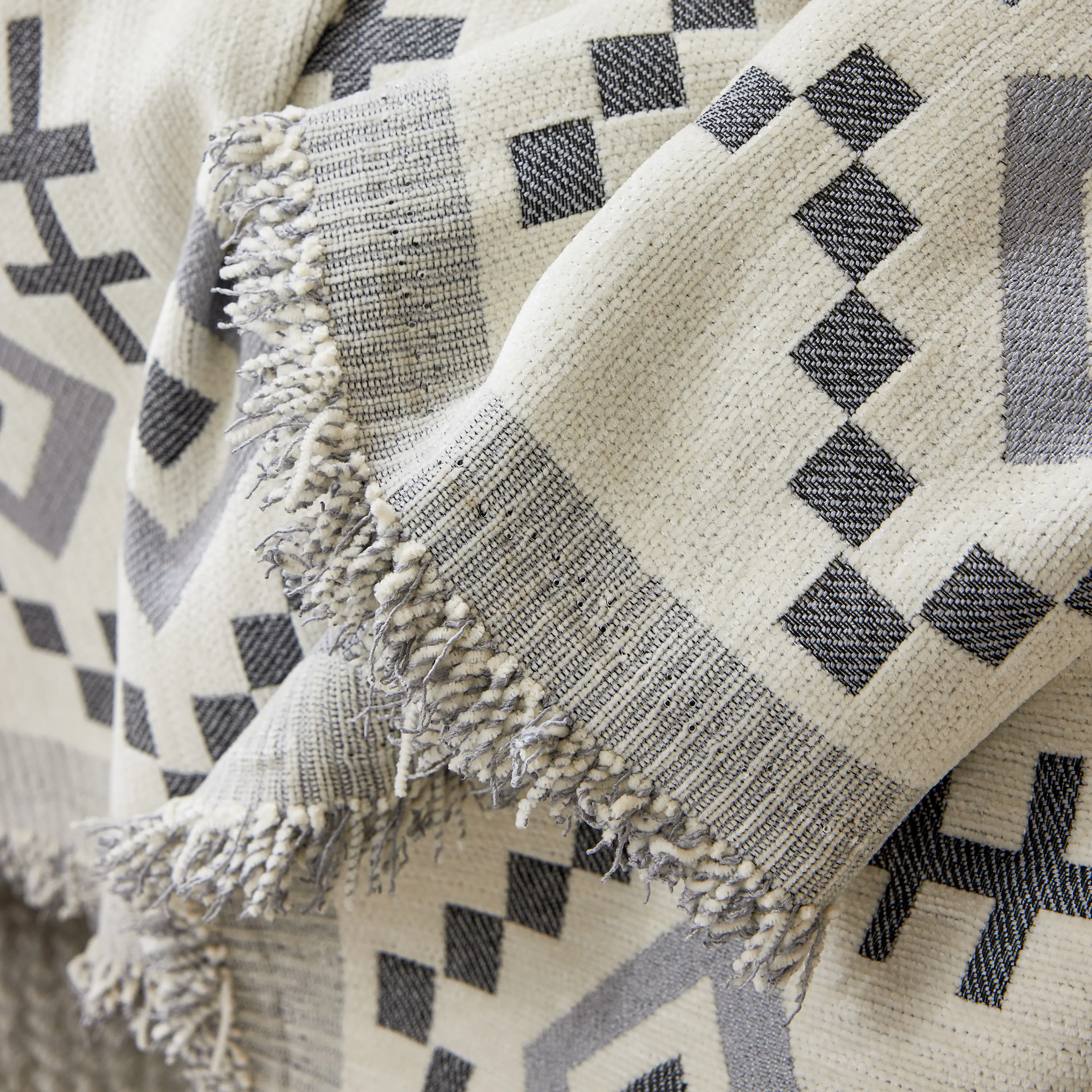Boho Geometric Chenille Throw Sofa Cover Soft Textured Decorative Couch Blanket - Image 170