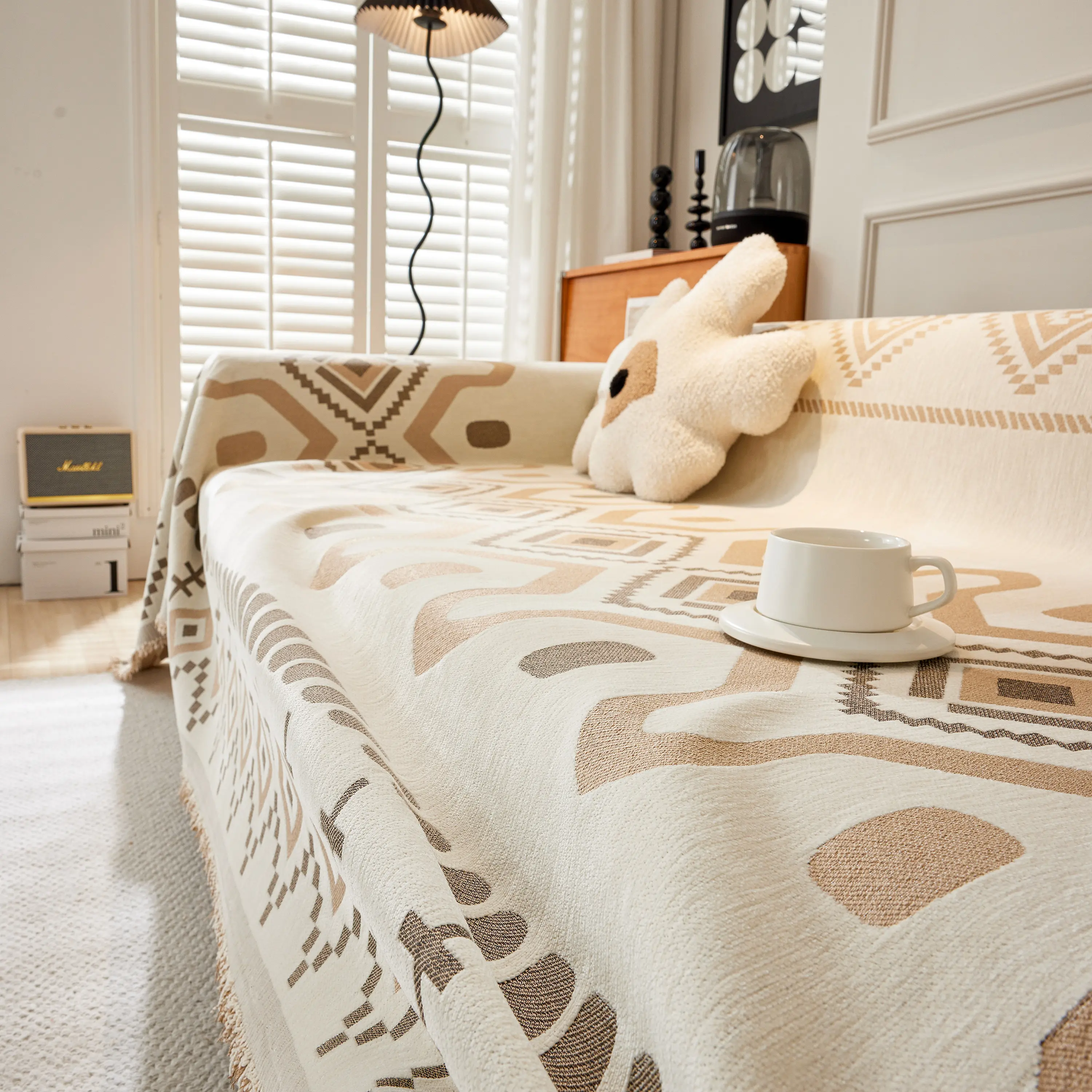 Boho Geometric Chenille Throw Sofa Cover Soft Textured Decorative Couch Blanket - Image 73