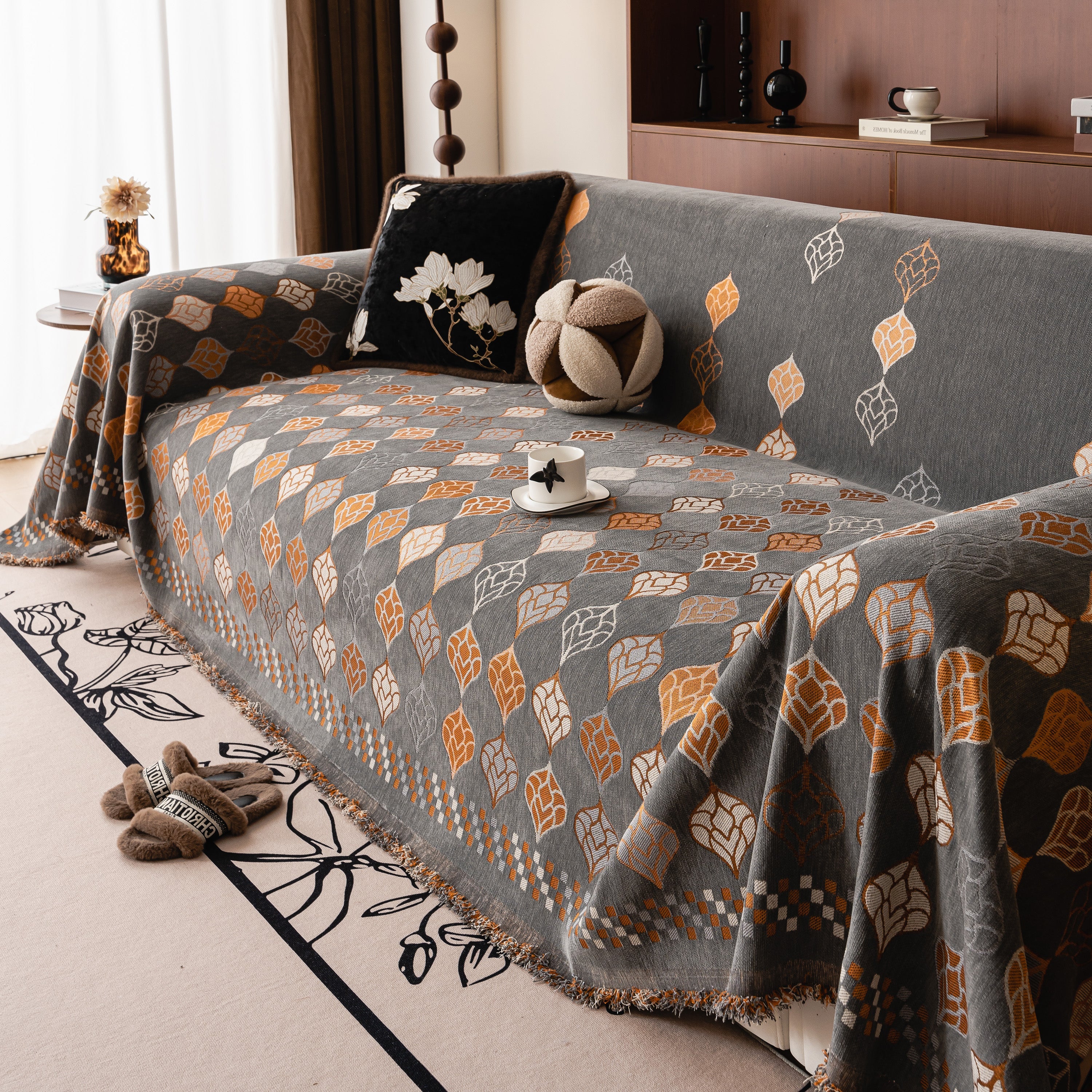 Boho Geometric Sofa Slipcovers Chenille Scratch Resistant Couch Protective Covers - Image 11