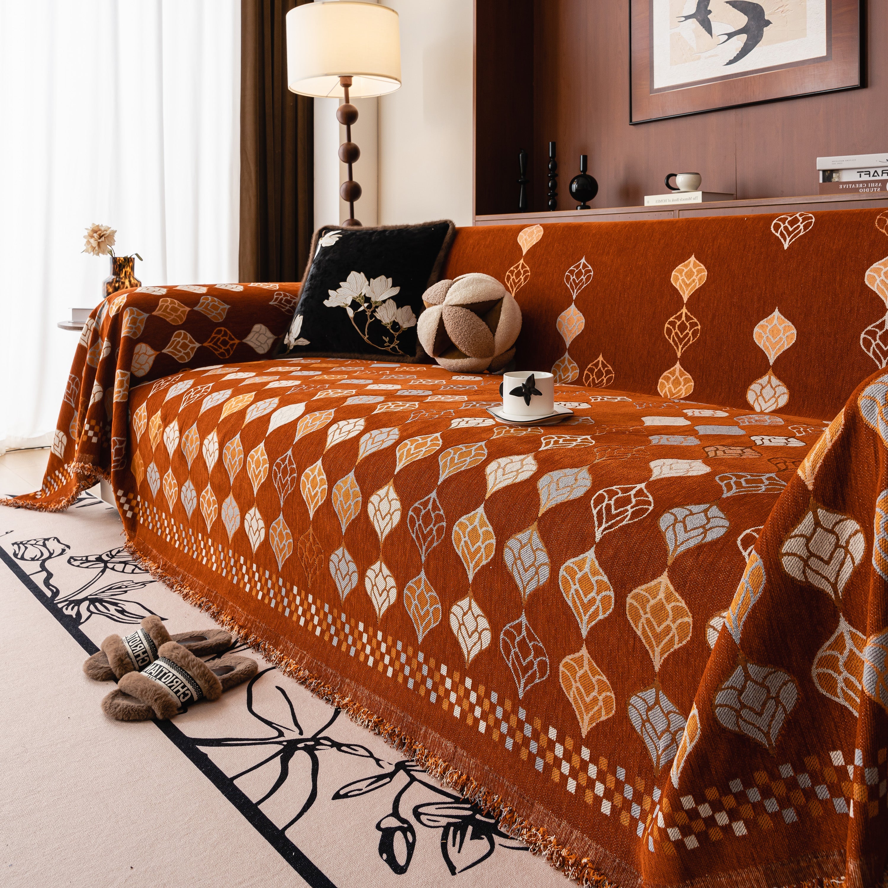 Boho Geometric Sofa Slipcovers Chenille Scratch Resistant Couch Protective Covers - Image 113