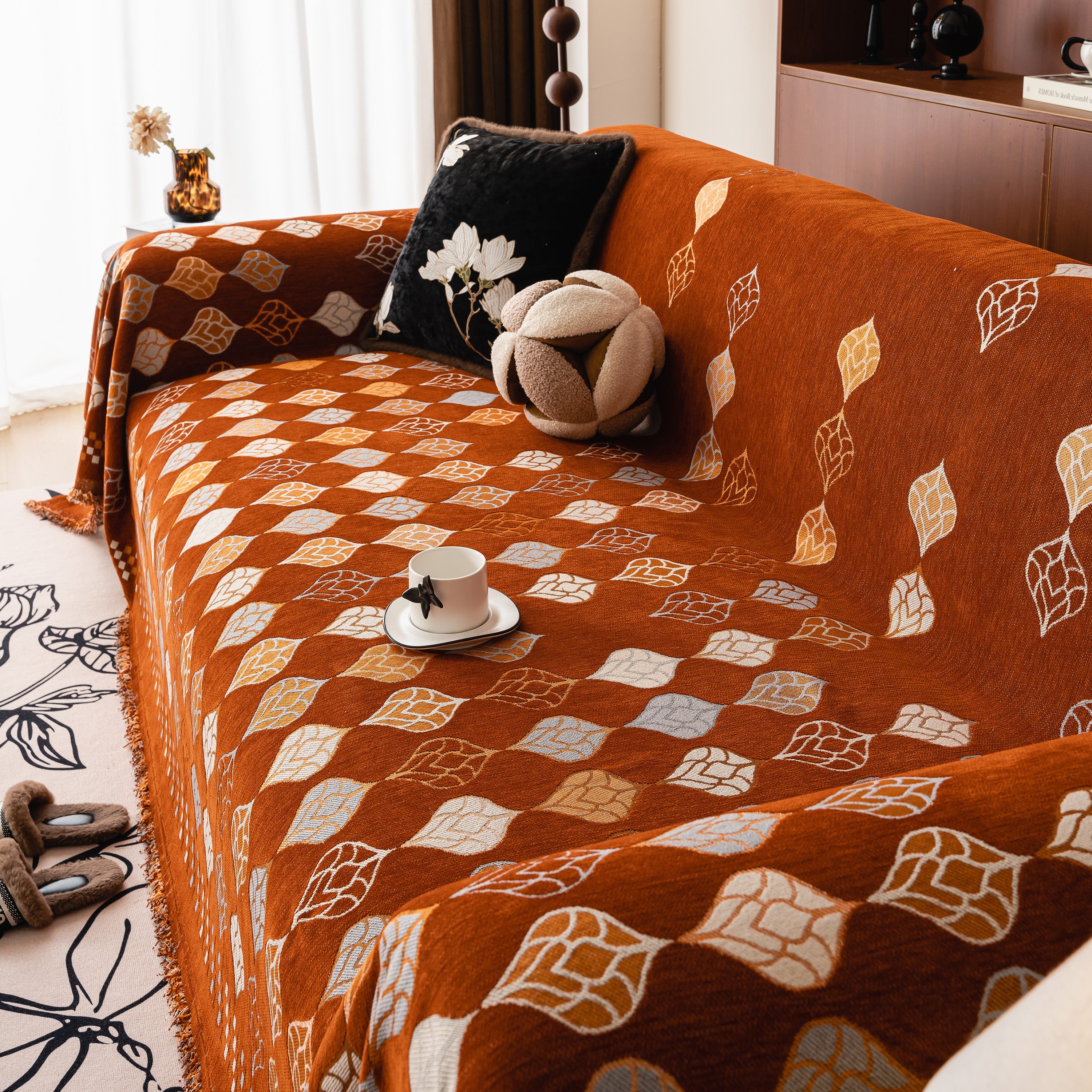 Boho Geometric Sofa Slipcovers Chenille Scratch Resistant Couch Protective Covers - Image 125