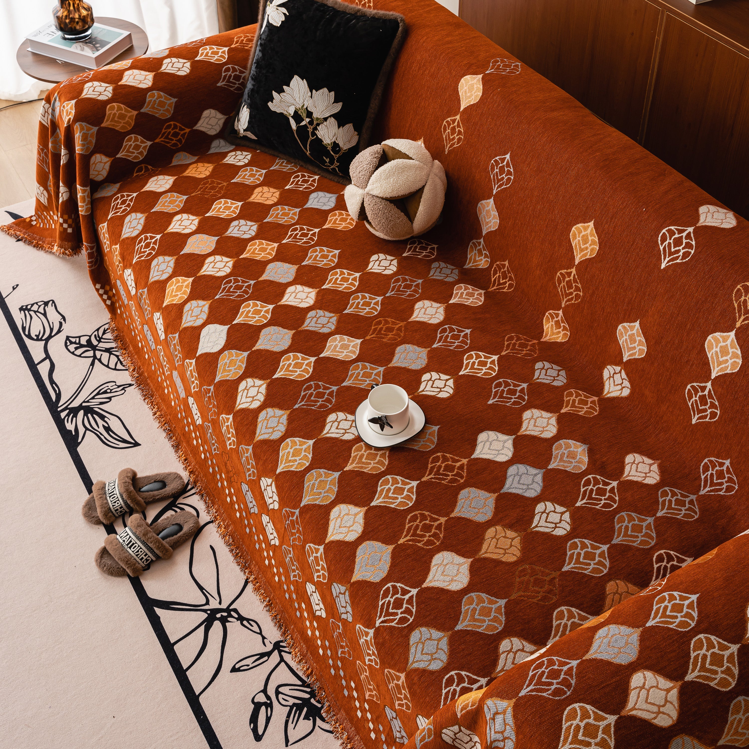 Boho Geometric Sofa Slipcovers Chenille Scratch Resistant Couch Protective Covers - Image 126