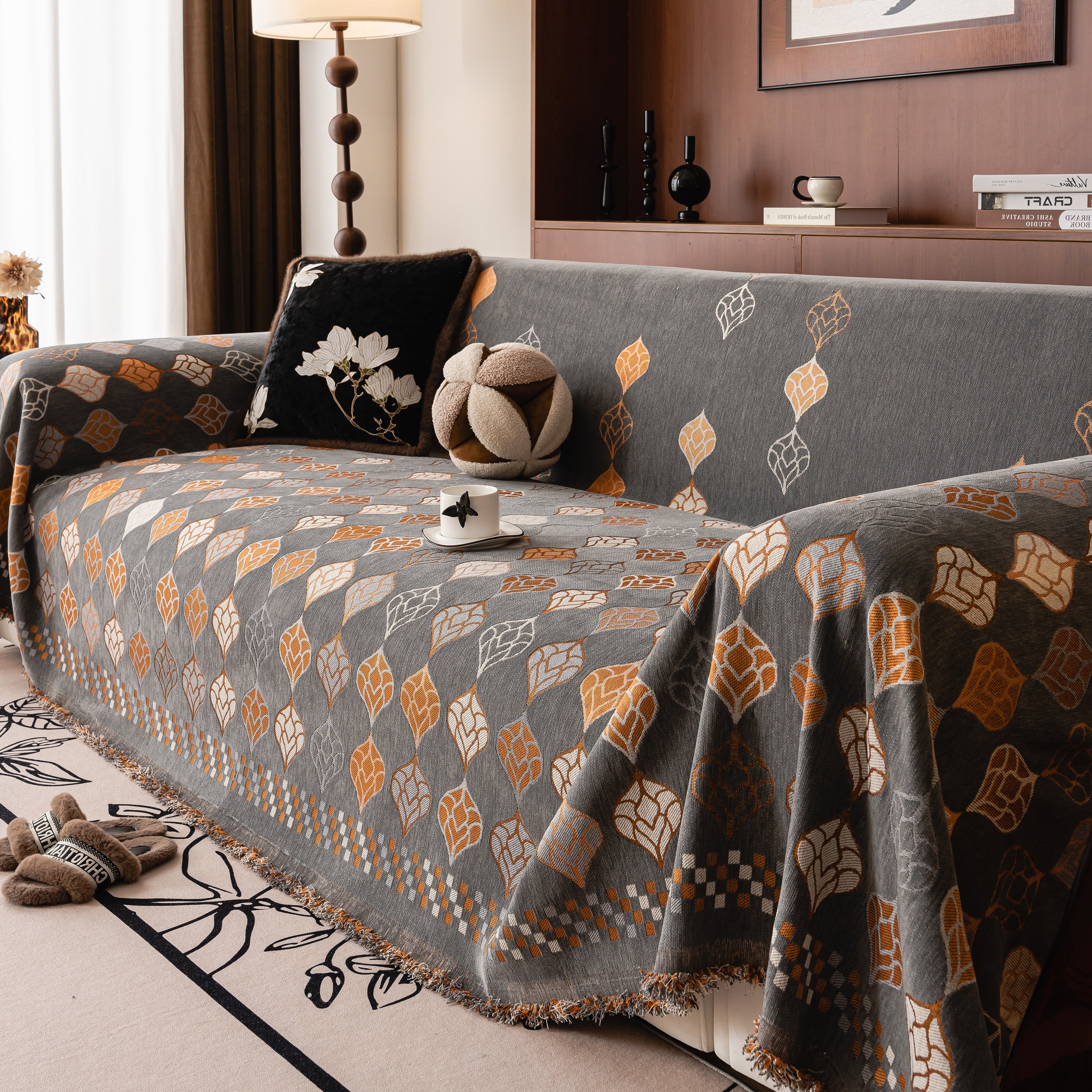 Boho Geometric Sofa Slipcovers Chenille Scratch Resistant Couch Protective Covers - Image 22