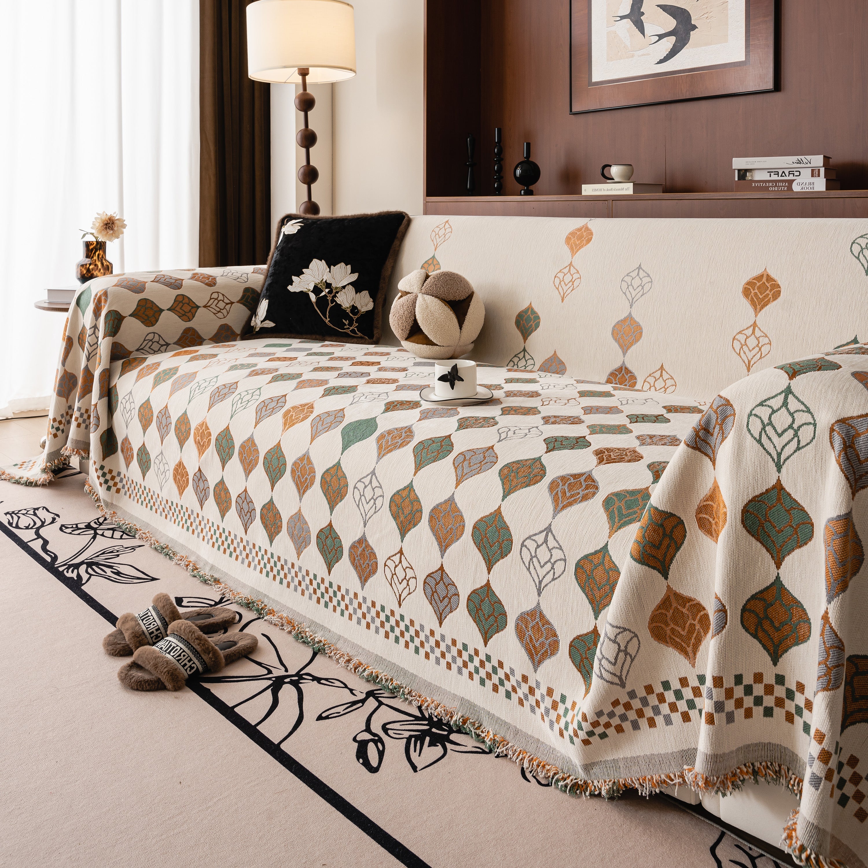 Boho Geometric Sofa Slipcovers Chenille Scratch Resistant Couch Protective Covers - Image 24
