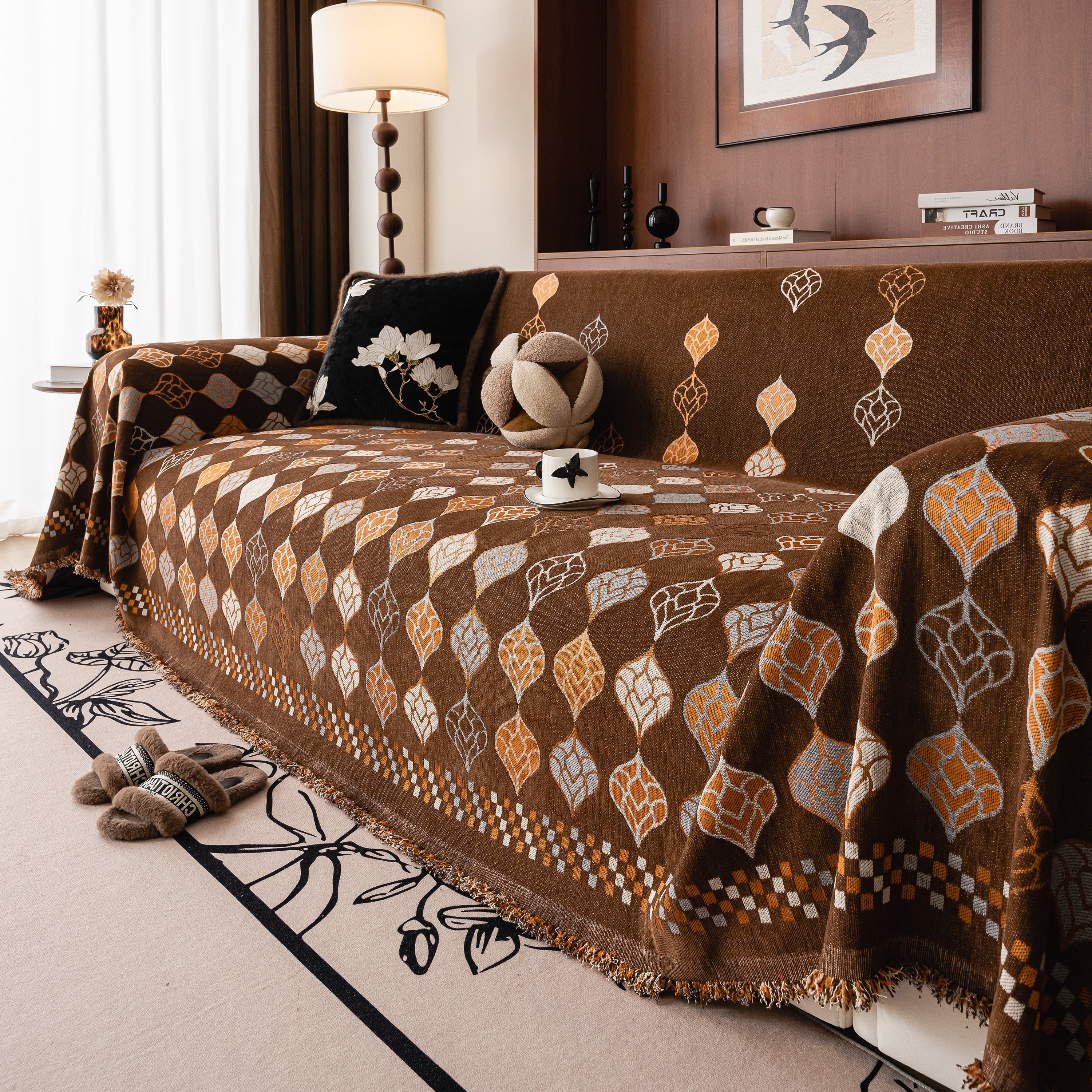 Boho Geometric Sofa Slipcovers Chenille Scratch Resistant Couch Protective Covers - Image 25