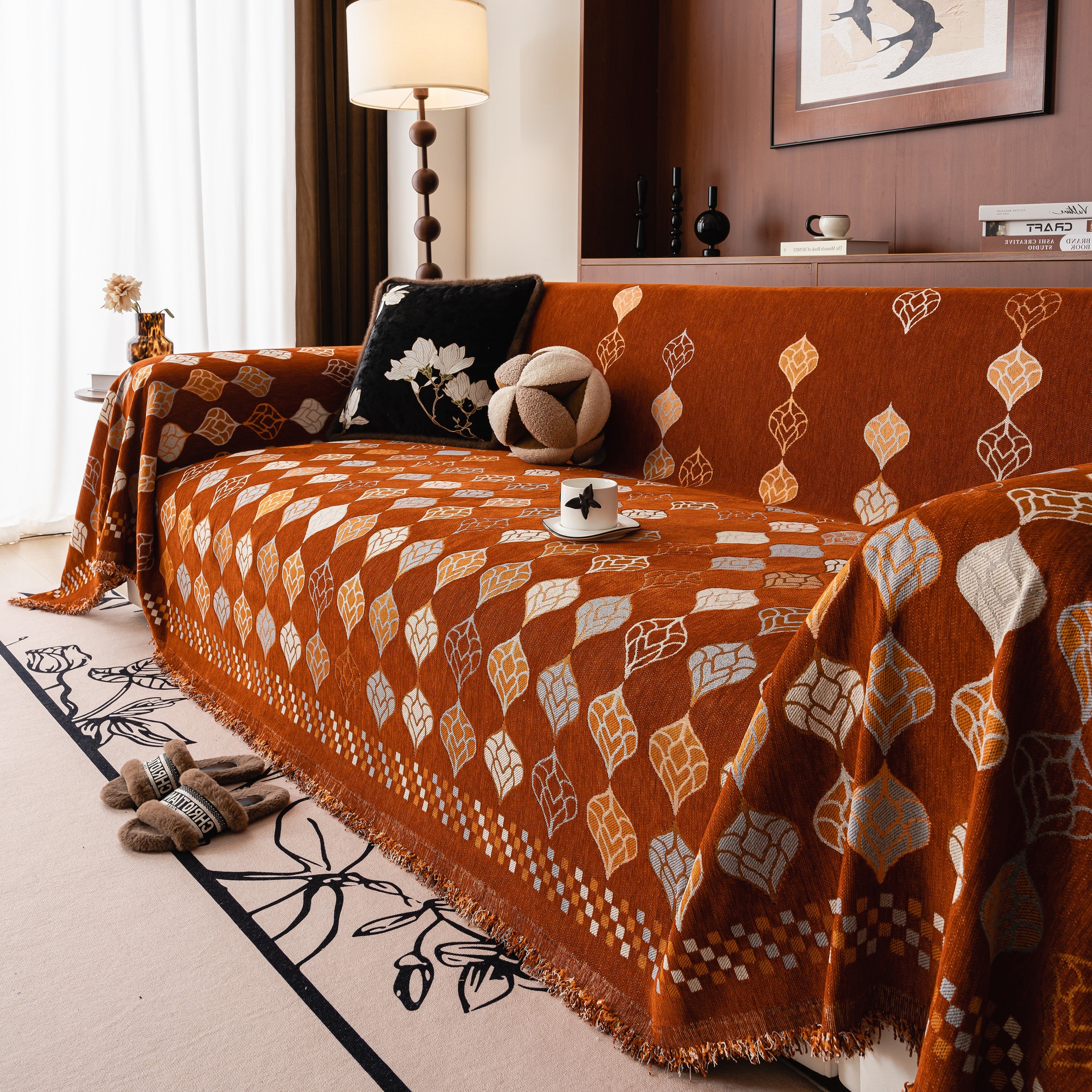 Boho Geometric Sofa Slipcovers Chenille Scratch Resistant Couch Protective Covers - Image 27