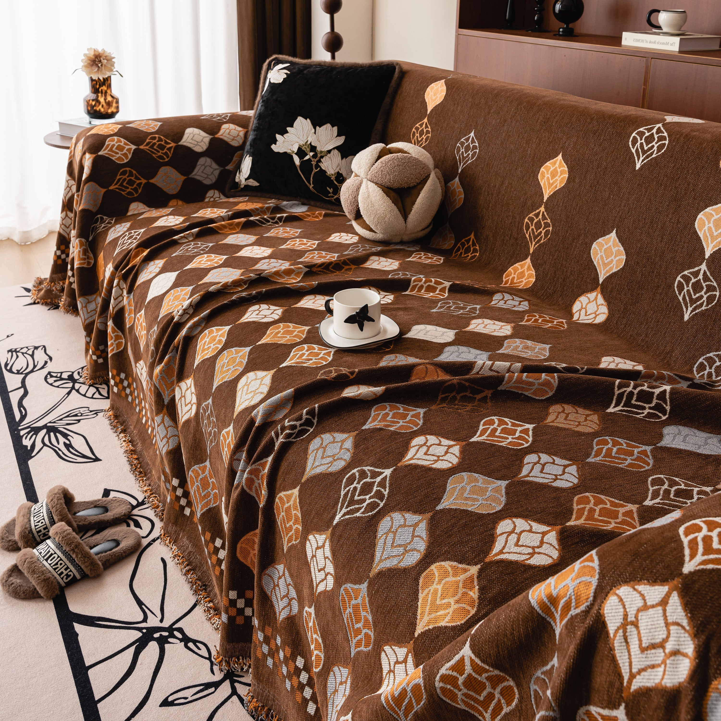 Boho Geometric Sofa Slipcovers Chenille Scratch Resistant Couch Protective Covers - Image 36