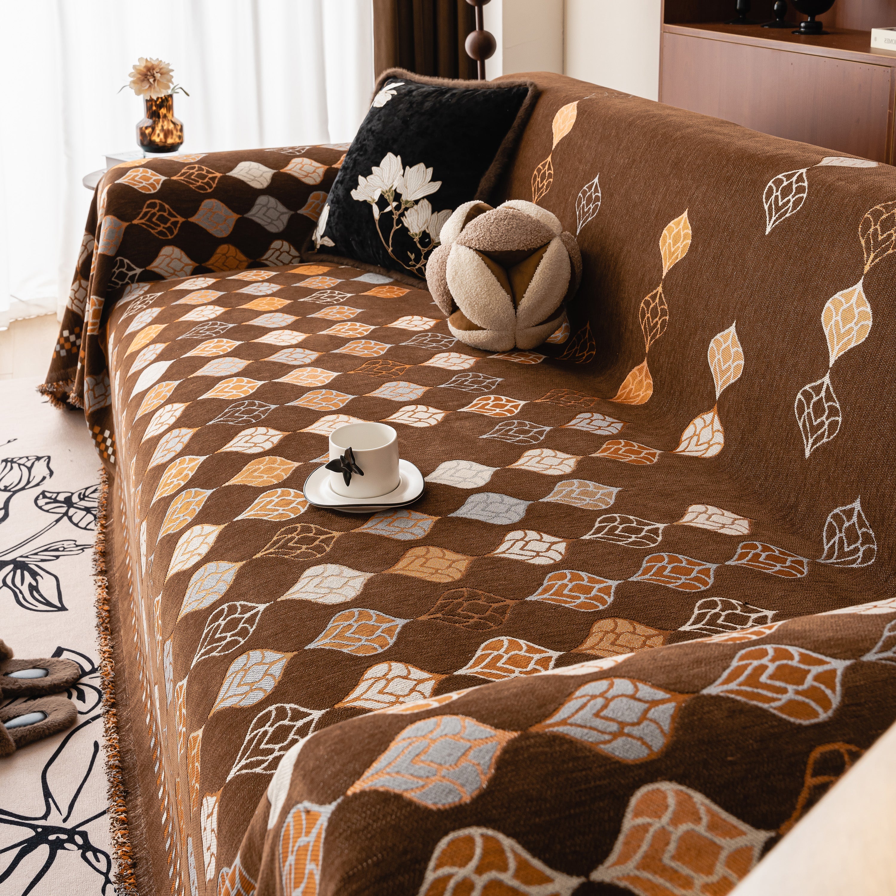 Boho Geometric Sofa Slipcovers Chenille Scratch Resistant Couch Protective Covers - Image 40