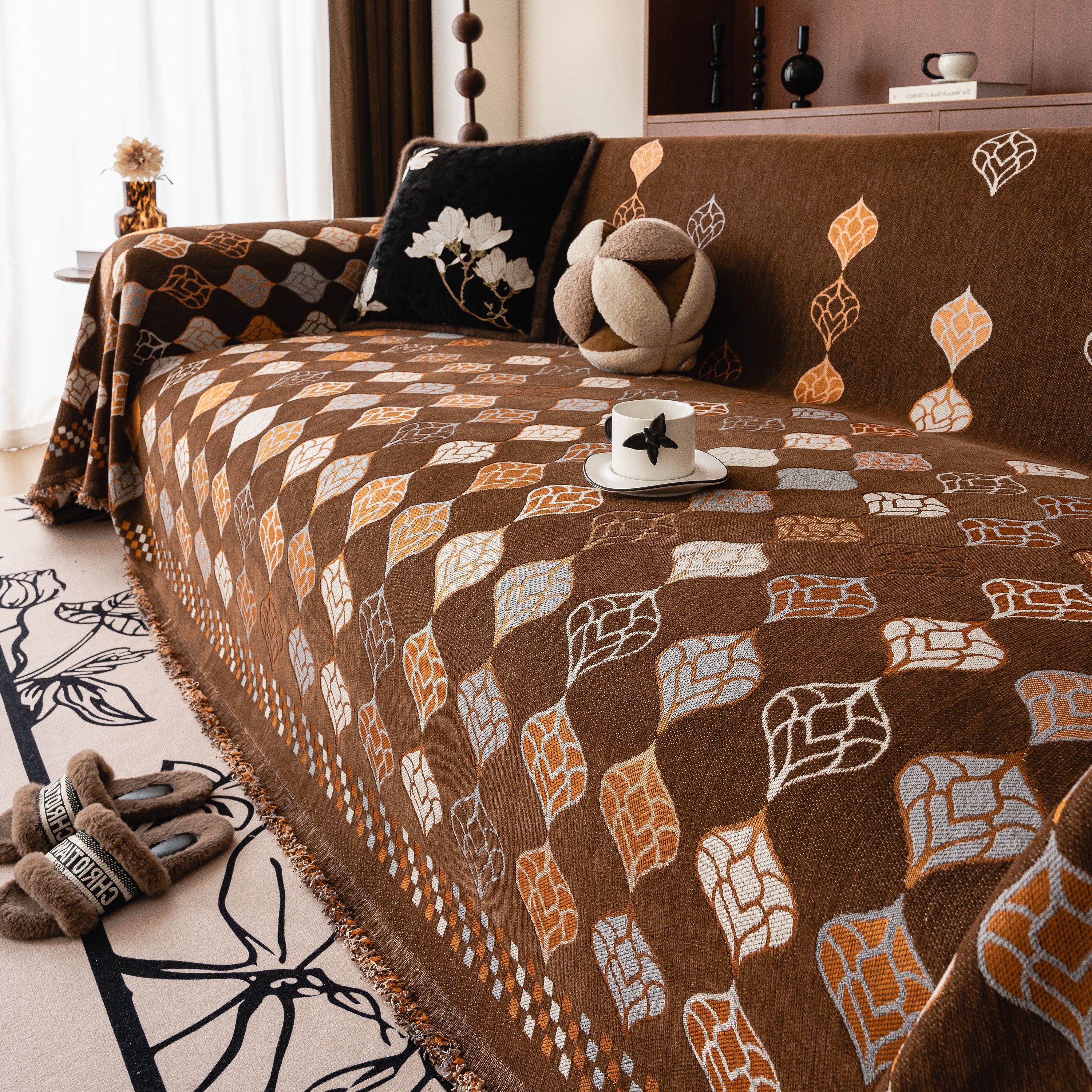 Boho Geometric Sofa Slipcovers Chenille Scratch Resistant Couch Protective Covers - Image 41
