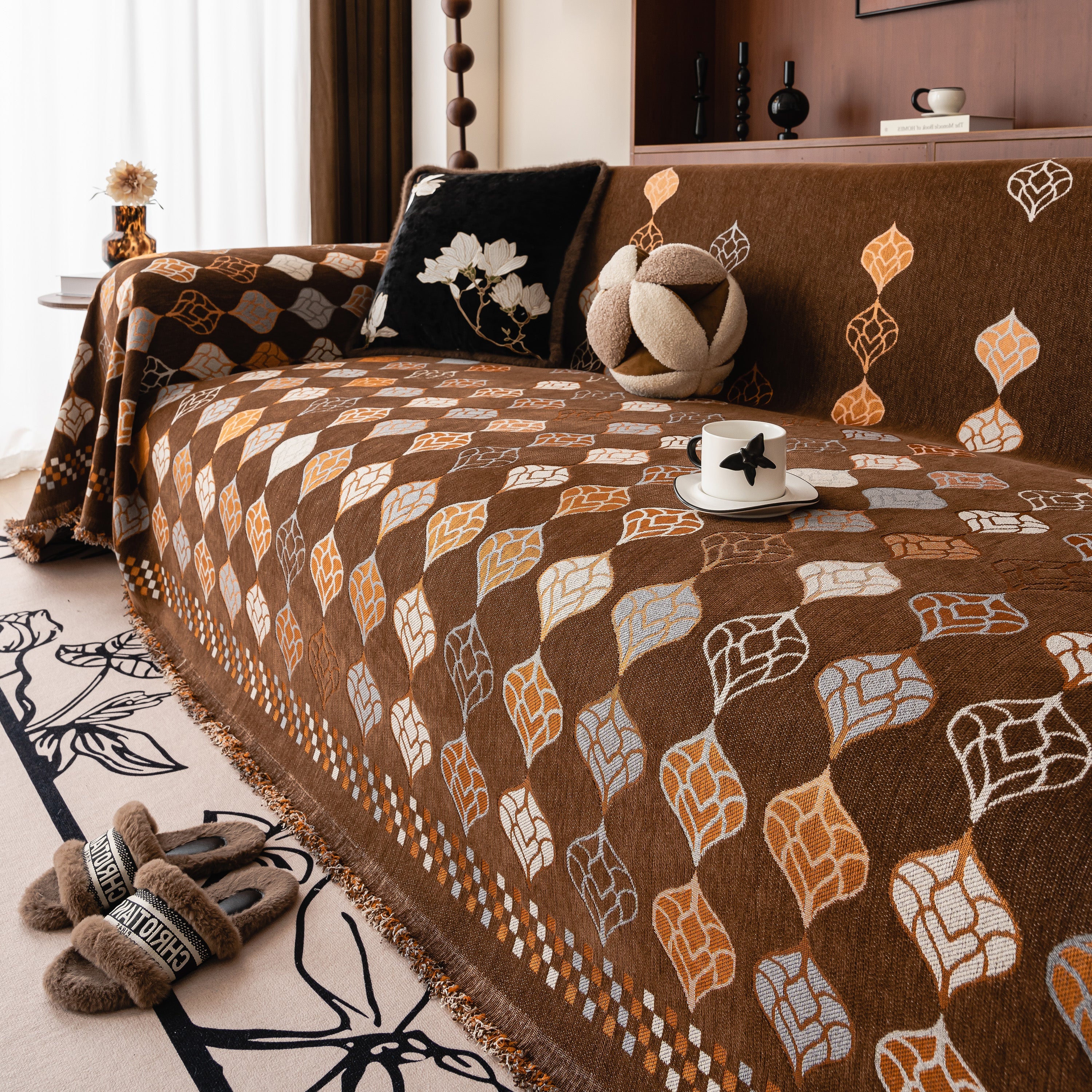 Boho Geometric Sofa Slipcovers Chenille Scratch Resistant Couch Protective Covers - Image 42