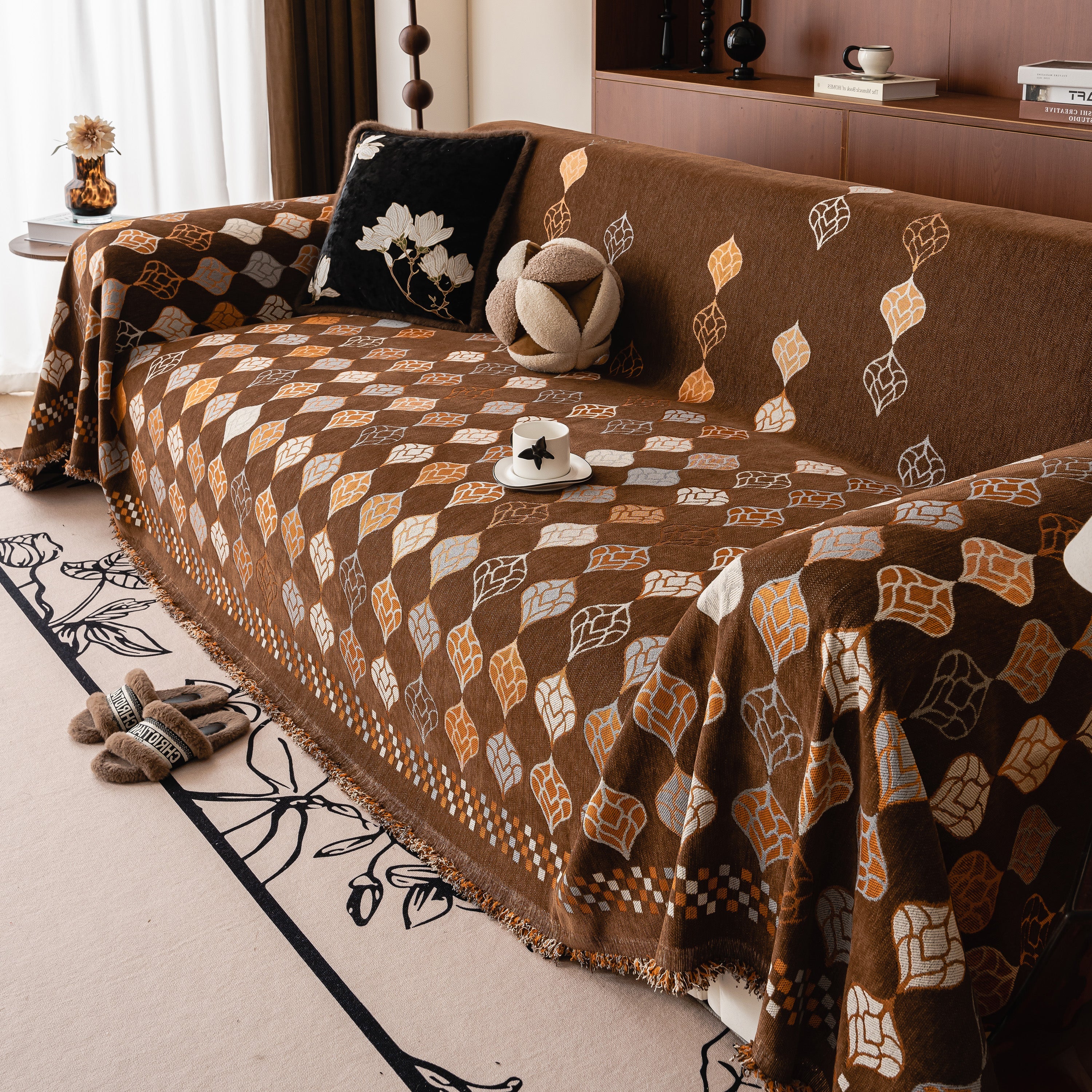 Boho Geometric Sofa Slipcovers Chenille Scratch Resistant Couch Protective Covers - Image 43