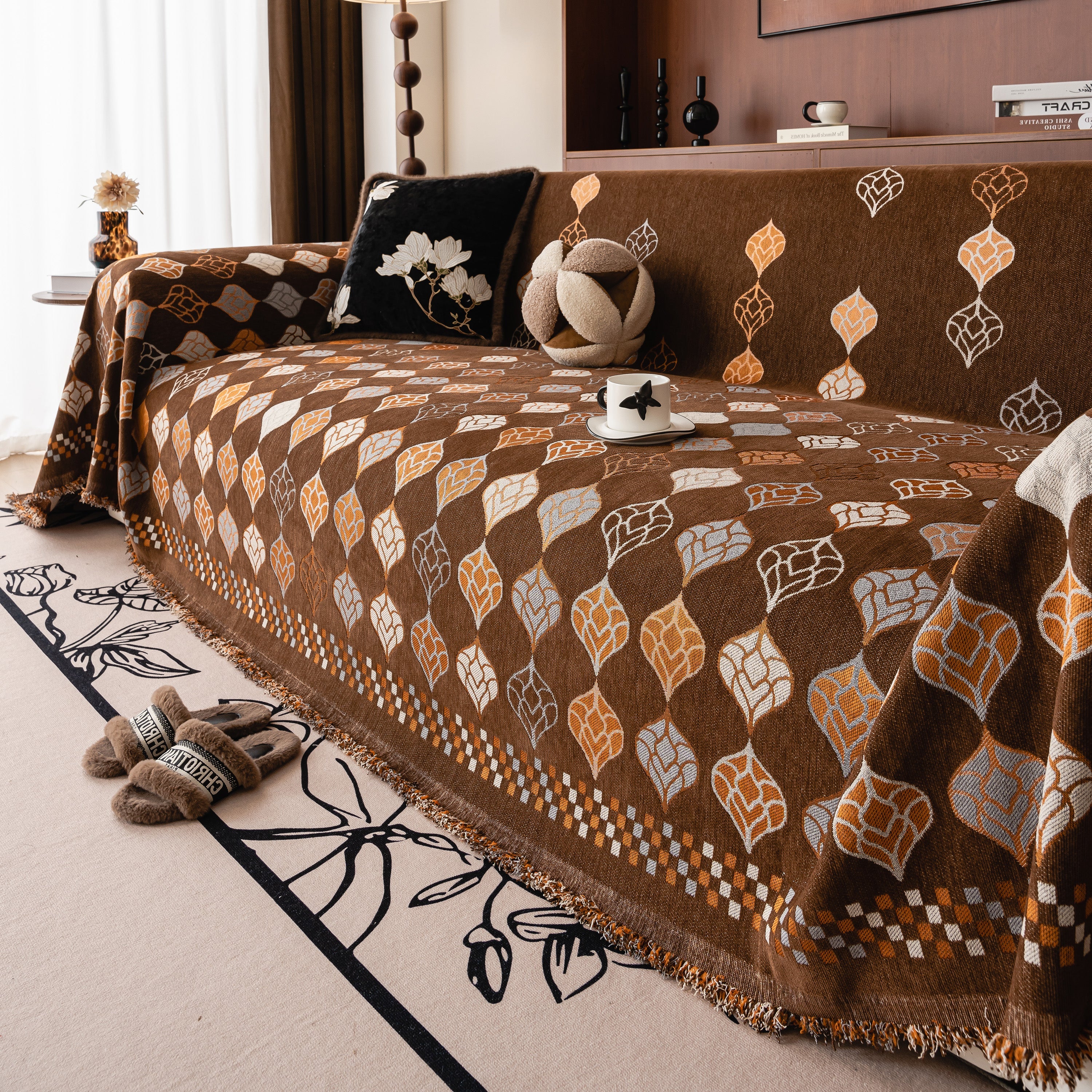Boho Geometric Sofa Slipcovers Chenille Scratch Resistant Couch Protective Covers - Image 44