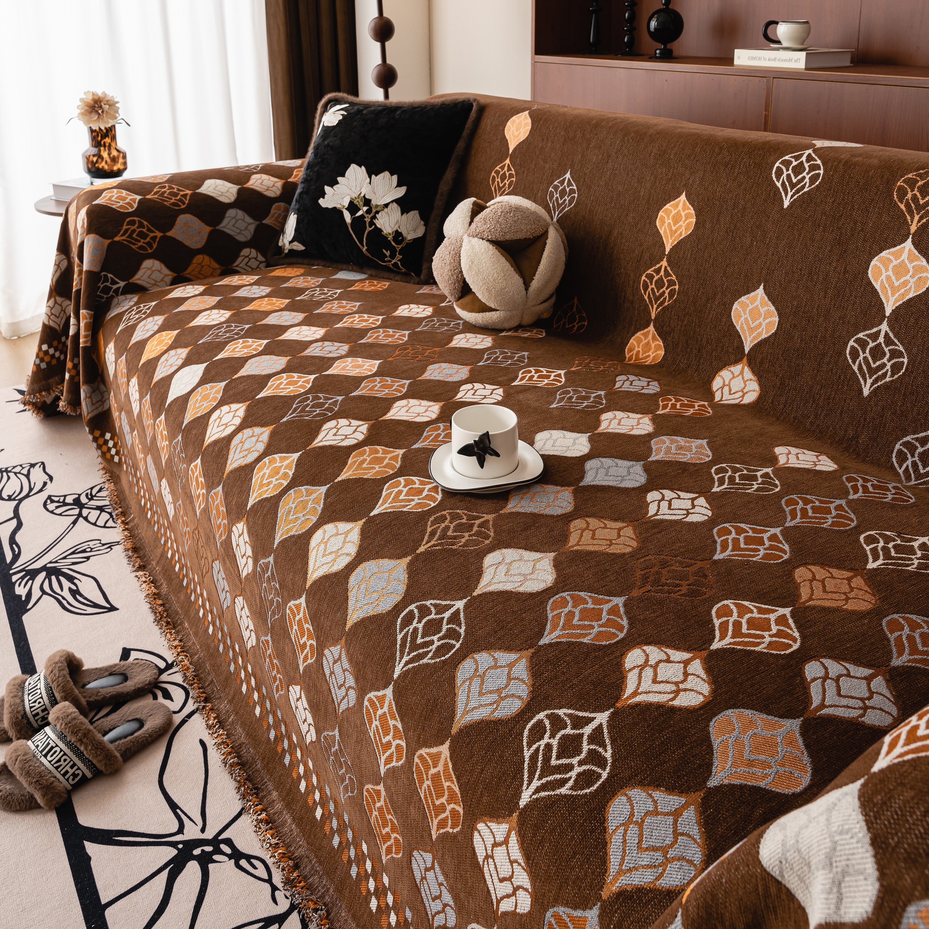 Boho Geometric Sofa Slipcovers Chenille Scratch Resistant Couch Protective Covers - Image 45