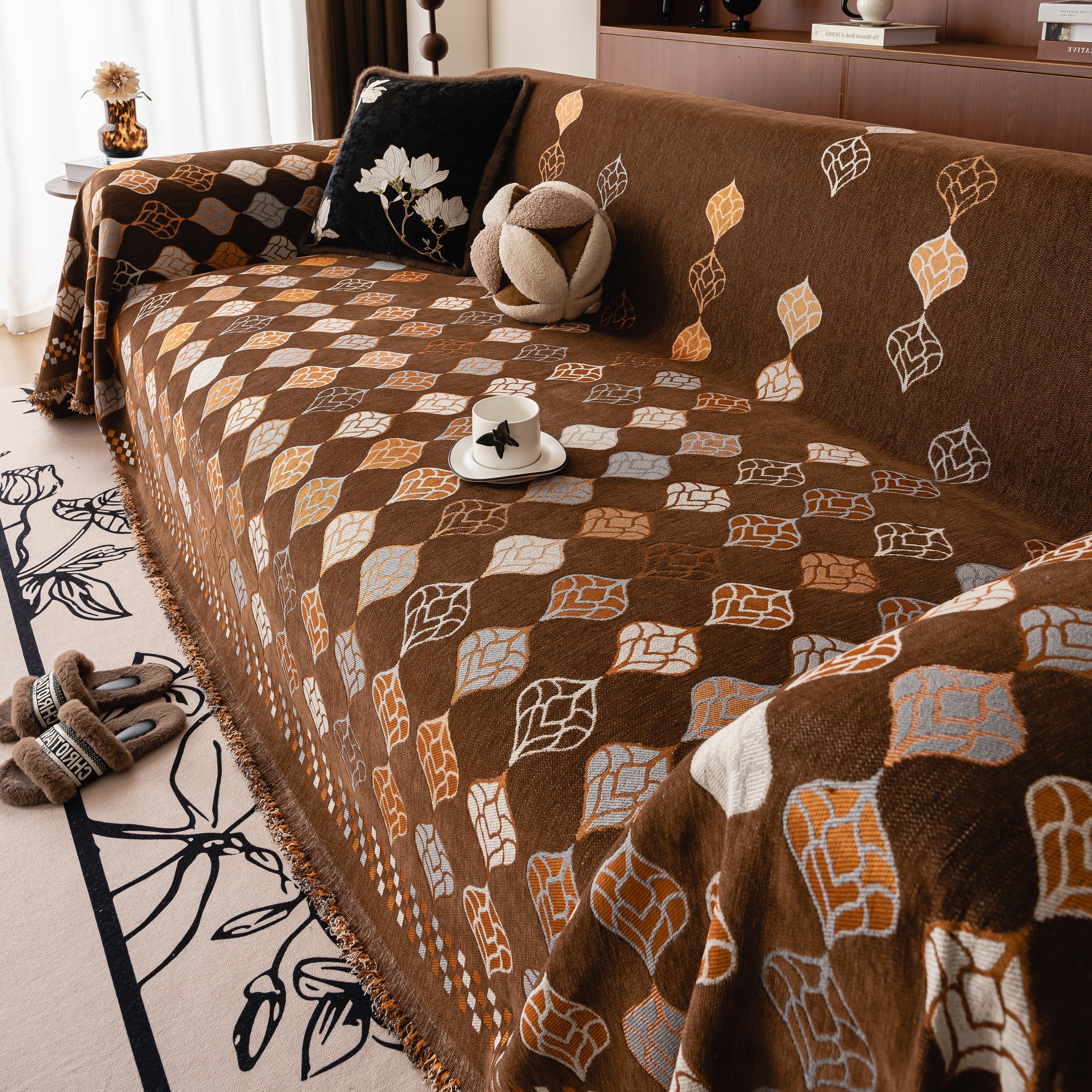 Boho Geometric Sofa Slipcovers Chenille Scratch Resistant Couch Protective Covers - Image 46