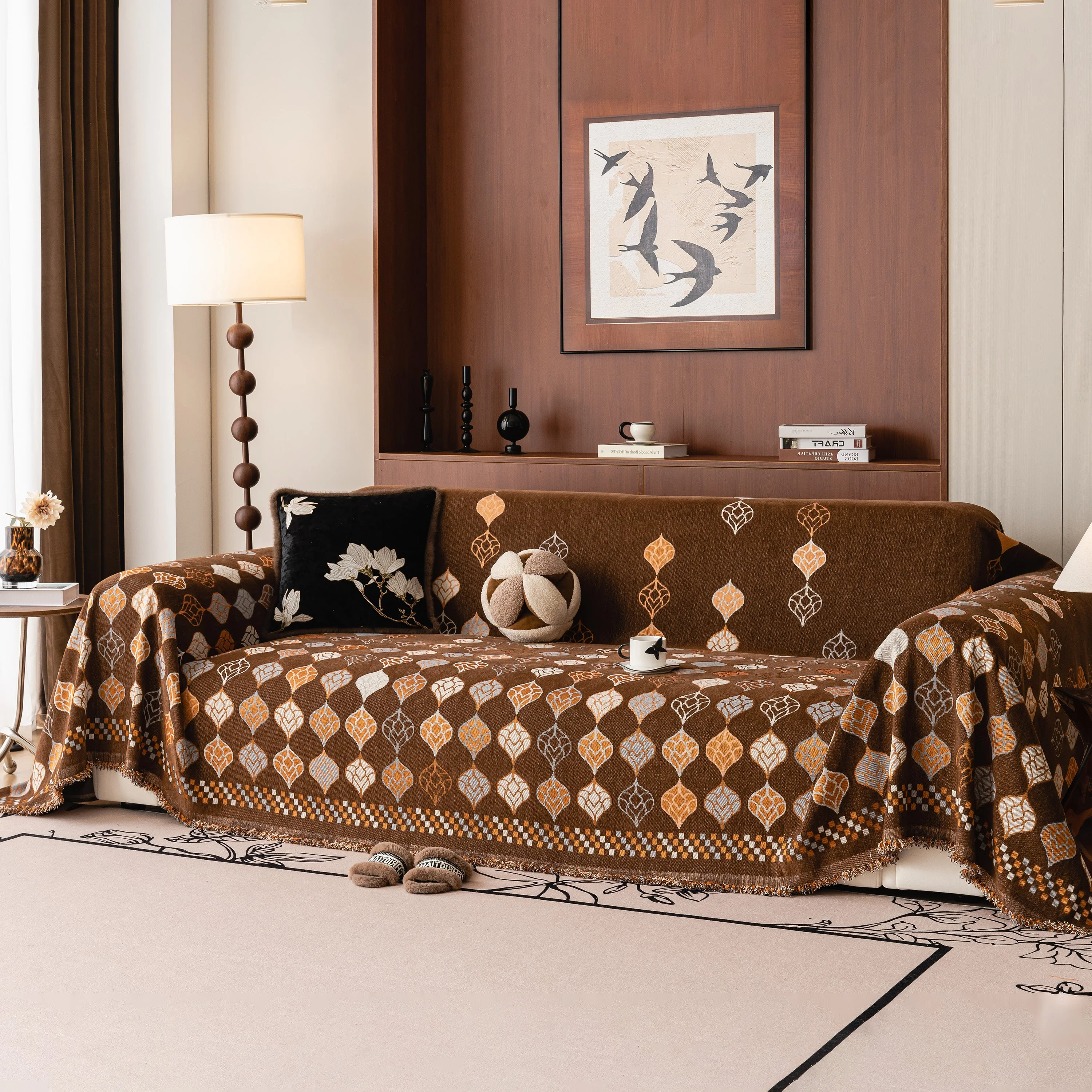 Boho Geometric Sofa Slipcovers Chenille Scratch Resistant Couch Protective Covers - Image 48