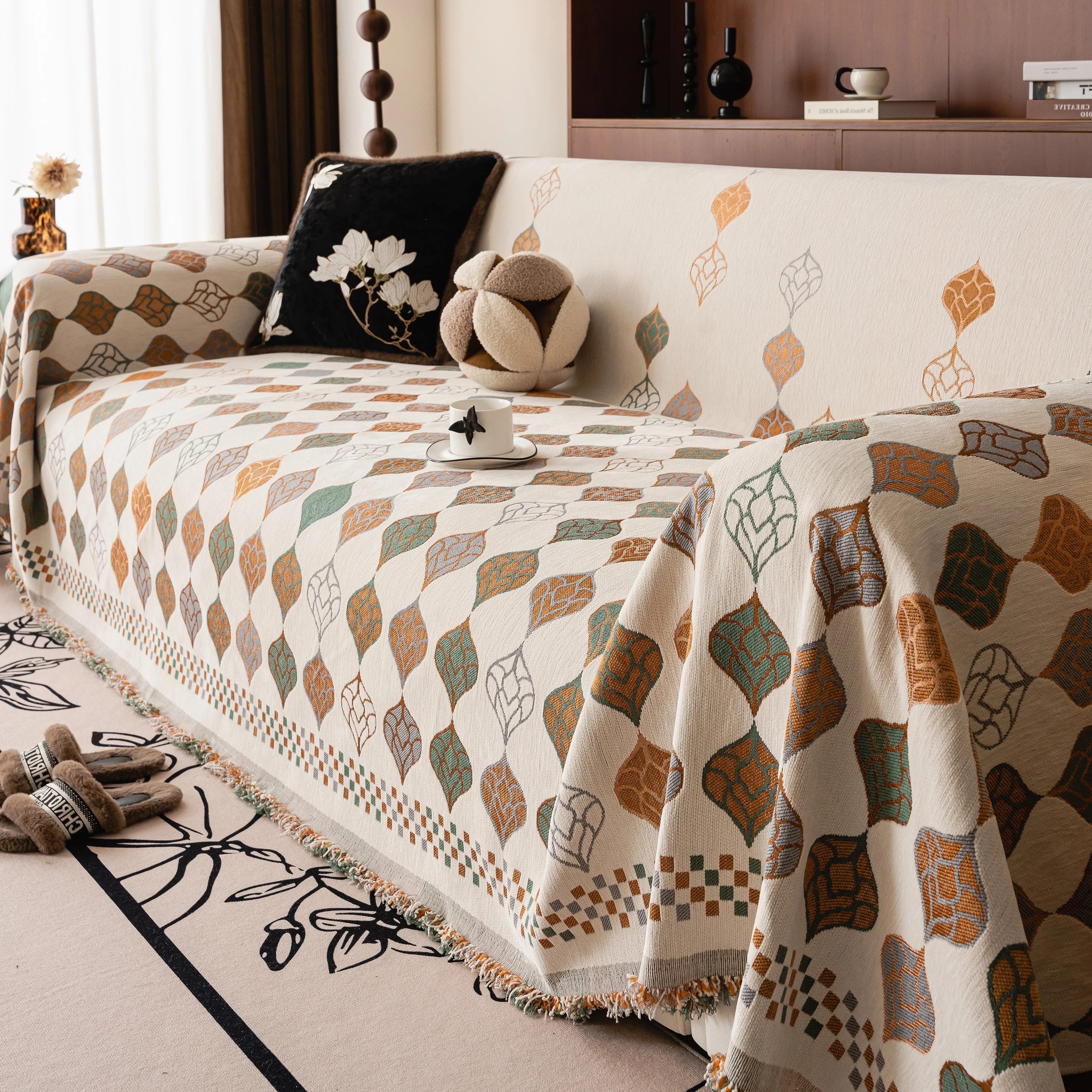 Boho Geometric Sofa Slipcovers Chenille Scratch Resistant Couch Protective Covers - Image 76