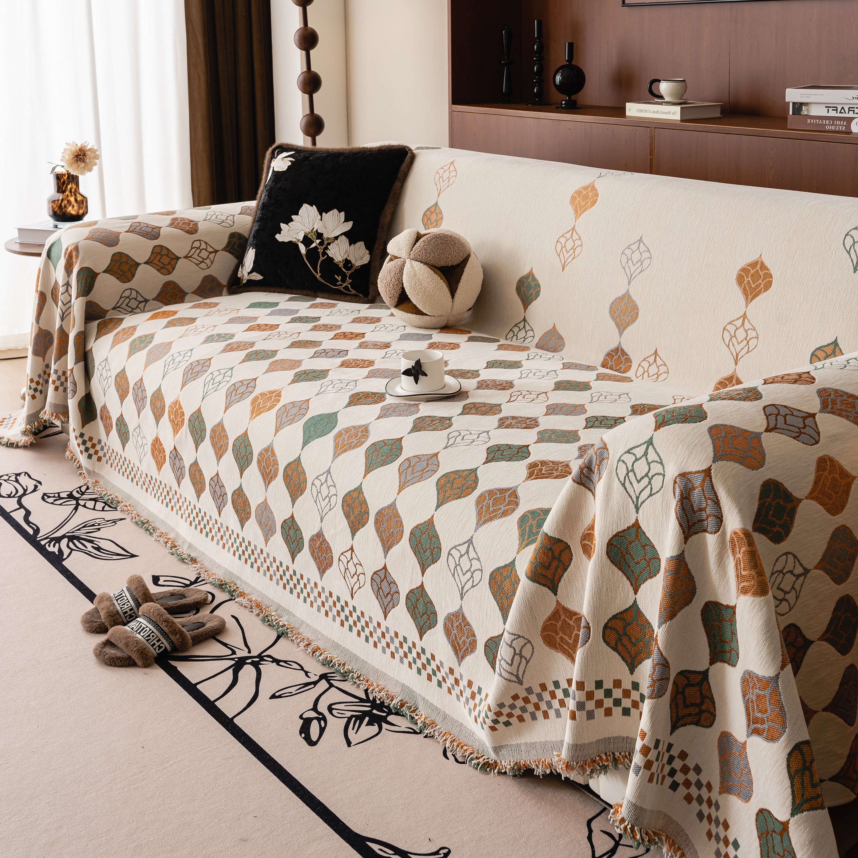 Boho Geometric Sofa Slipcovers Chenille Scratch Resistant Couch Protective Covers - Image 77
