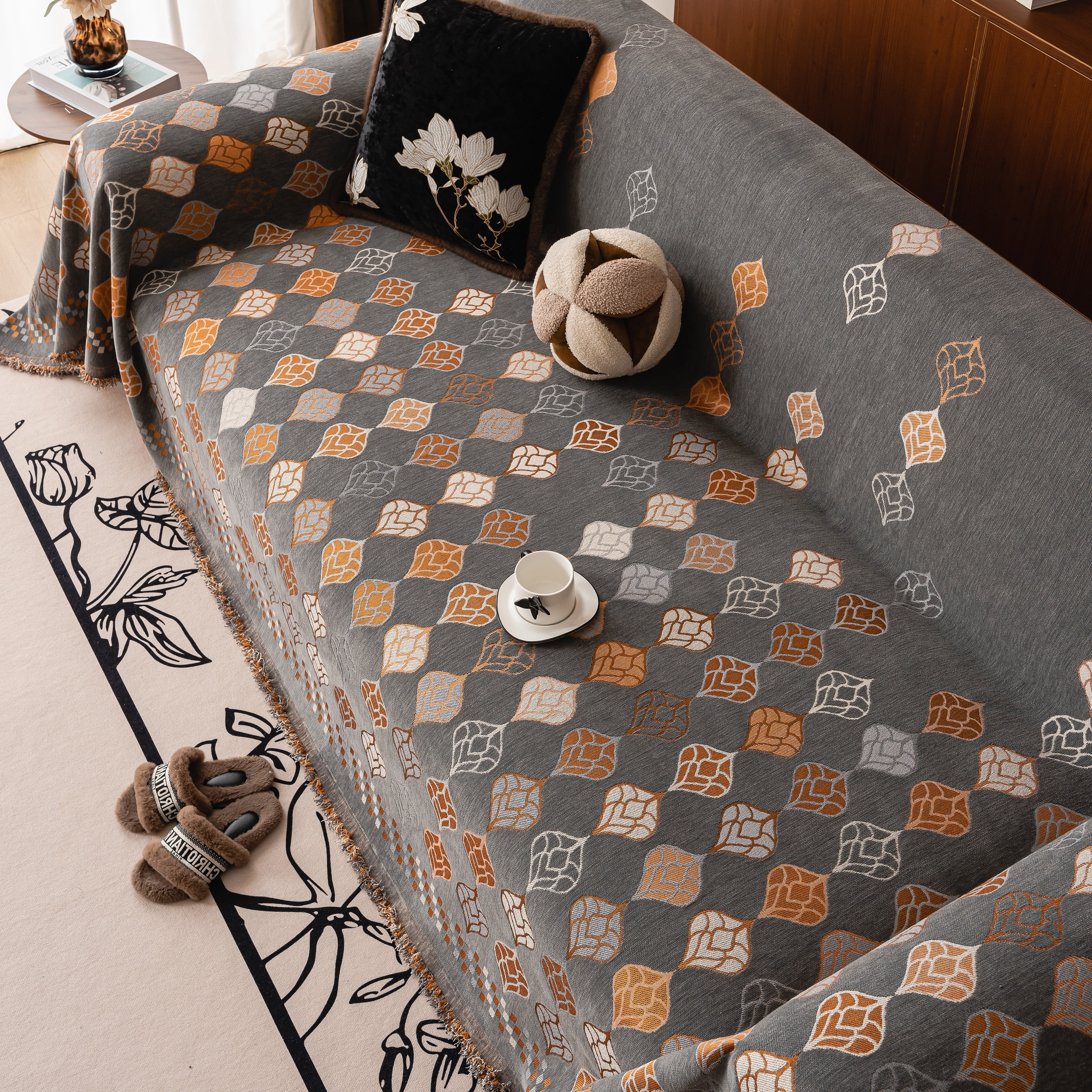 Boho Geometric Sofa Slipcovers Chenille Scratch Resistant Couch Protective Covers - Image 8