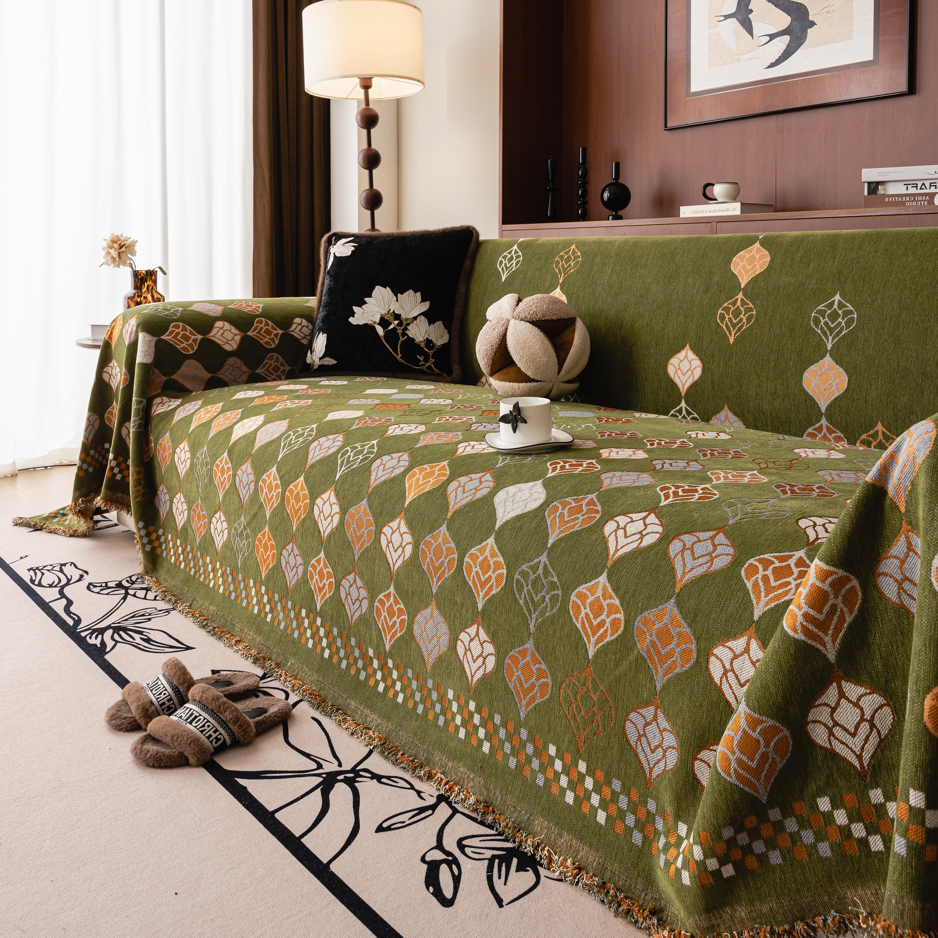 Boho Geometric Sofa Slipcovers Chenille Scratch Resistant Couch Protective Covers - Image 95