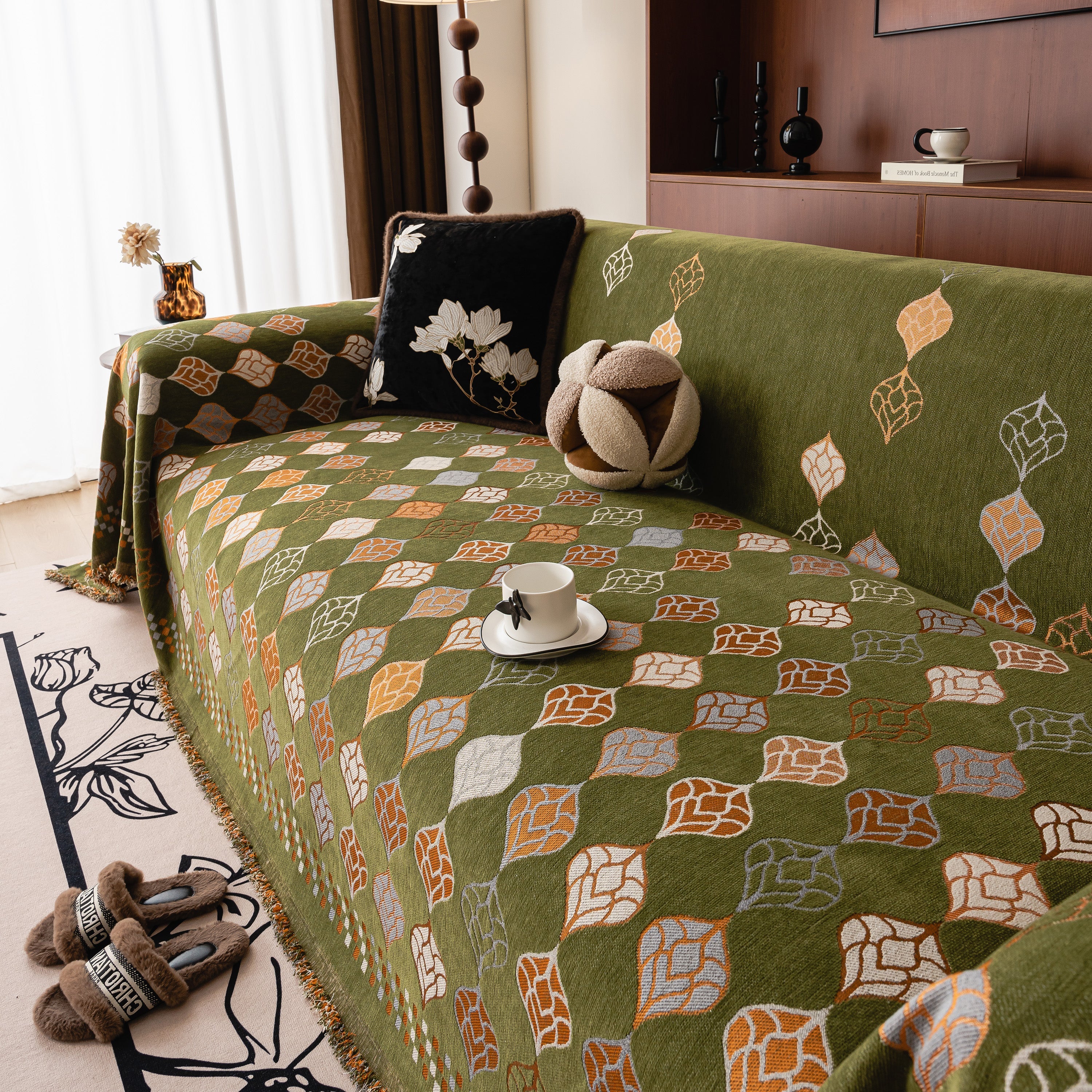 Boho Geometric Sofa Slipcovers Chenille Scratch Resistant Couch Protective Covers - Image 96