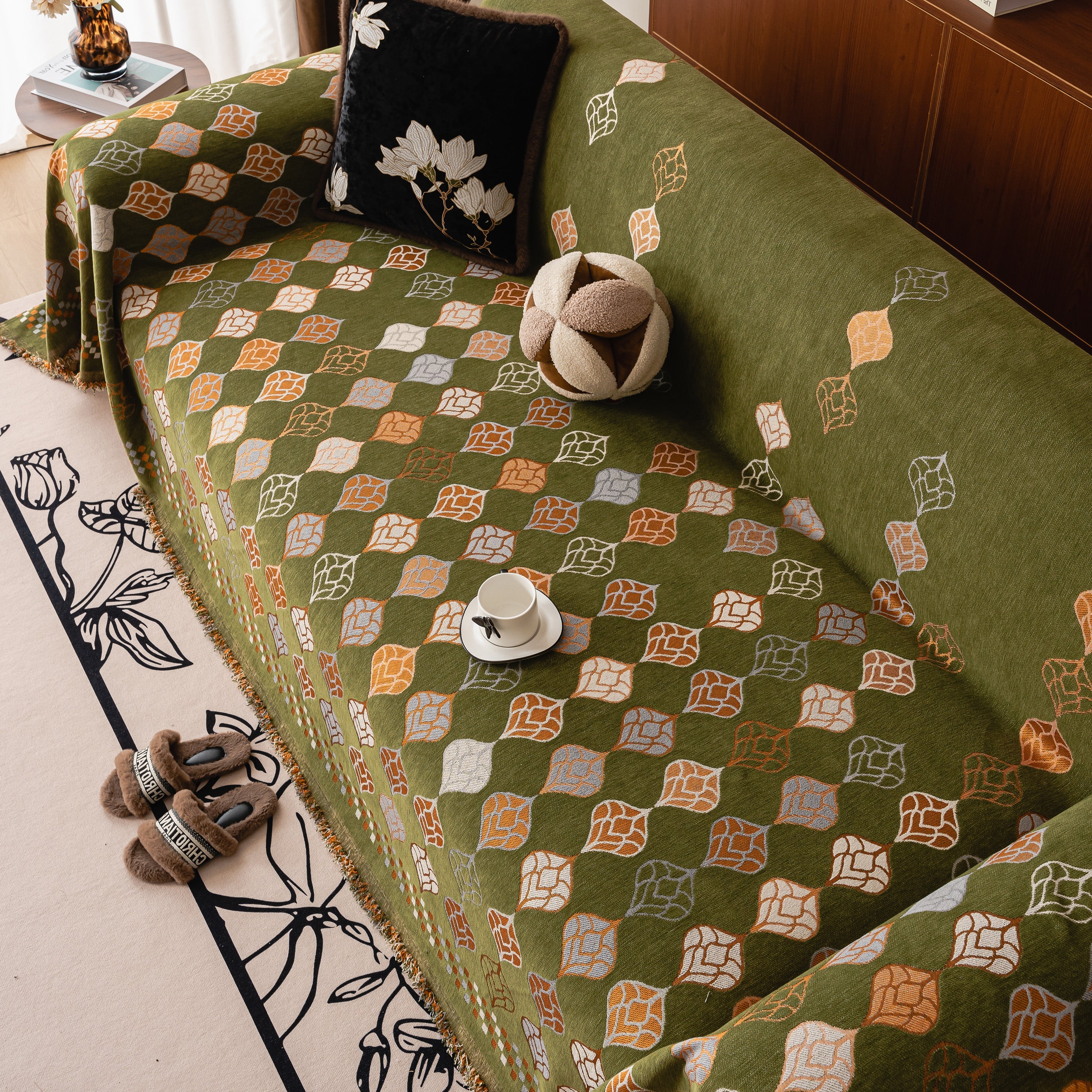 Boho Geometric Sofa Slipcovers Chenille Scratch Resistant Couch Protective Covers - Image 97