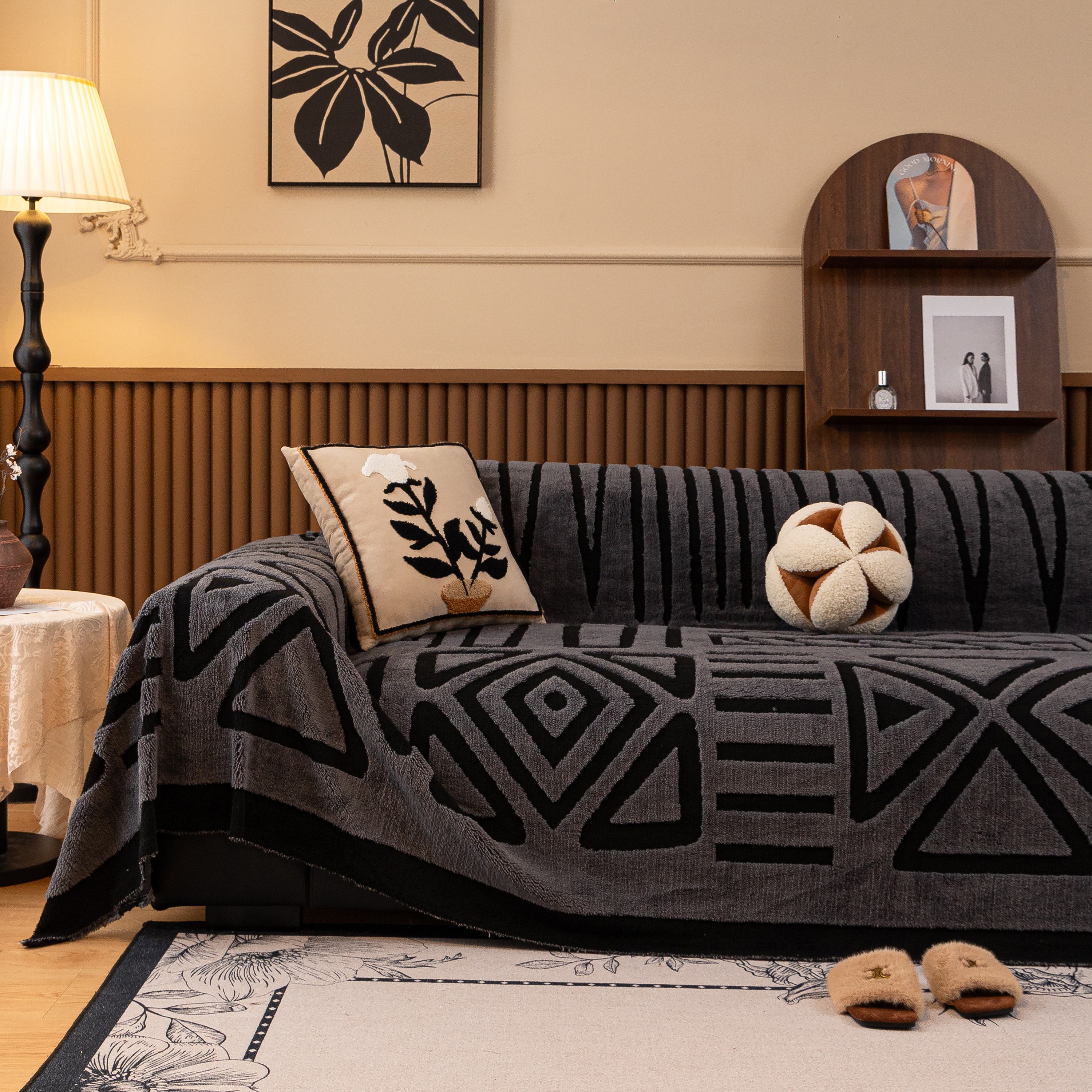 Boho Plush Couch Cover Bohemian Throw Blanket Decor Covers Sofa Chair Furniture Bed - Image 2
