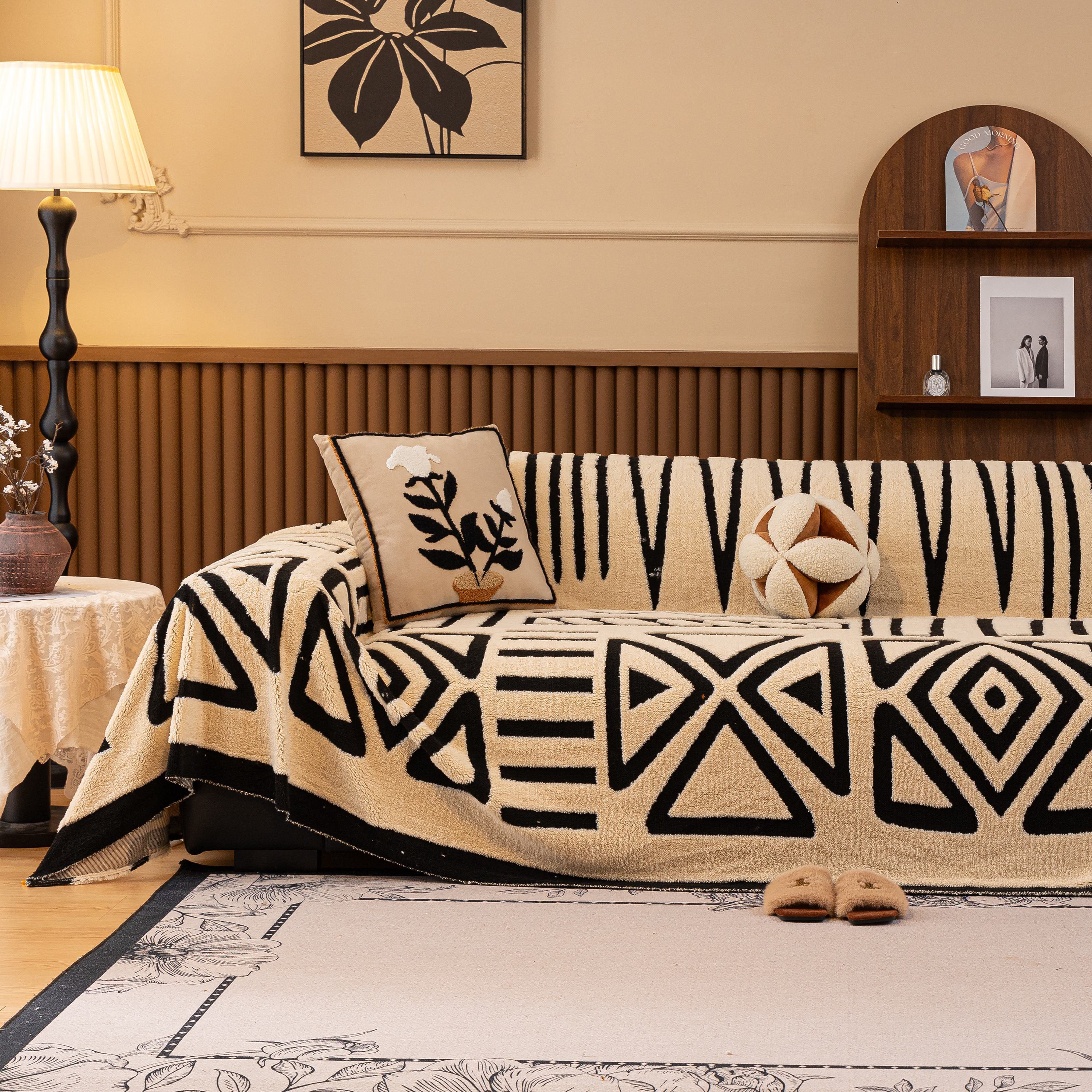 Boho Plush Couch Cover Bohemian Throw Blanket Decor Covers Sofa Chair Furniture Bed - Image 51