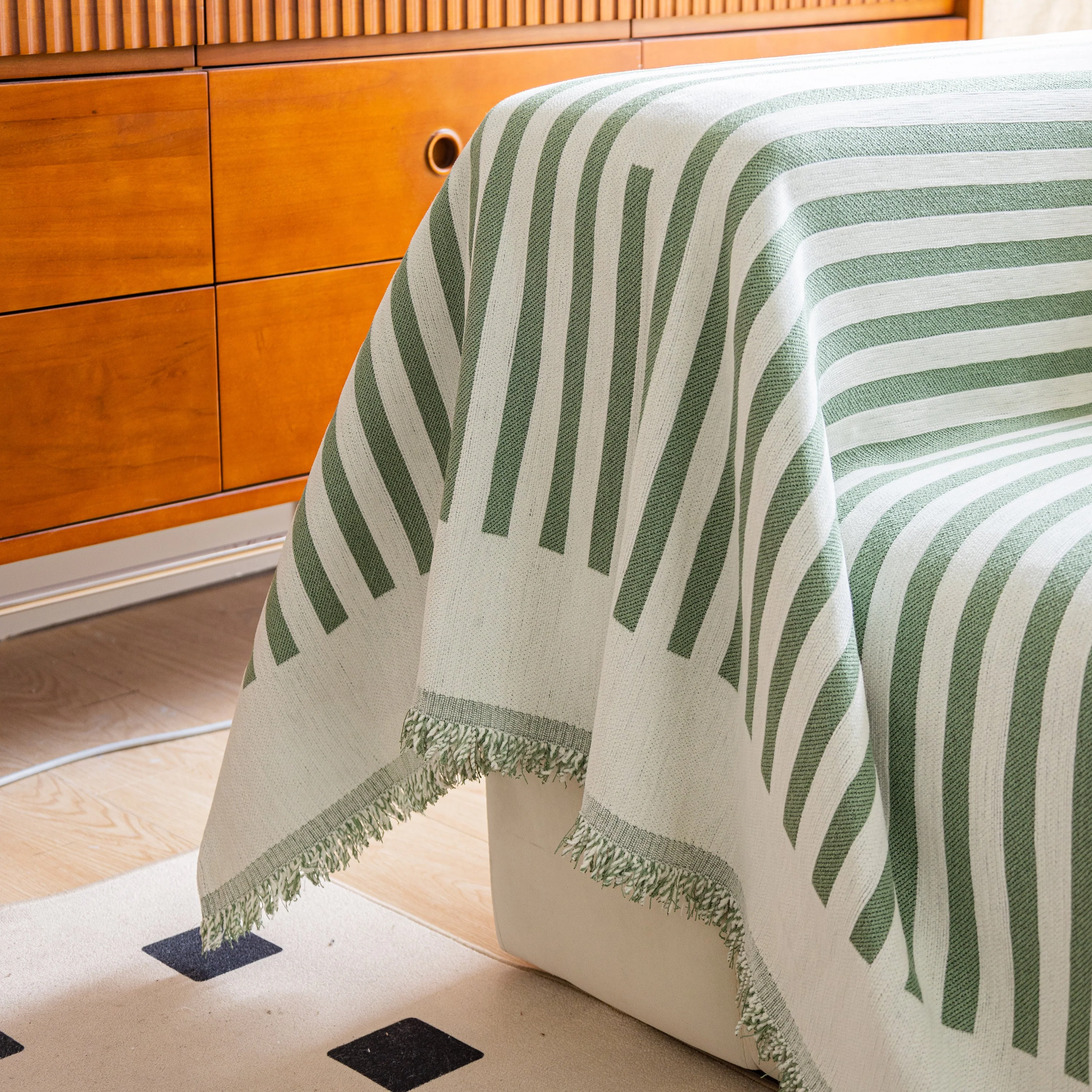 Boho Stripe Sectional Couch Cover Soft Chenille Sofa Slipcovers Blanket on The Sofa for Living Room - Image 56
