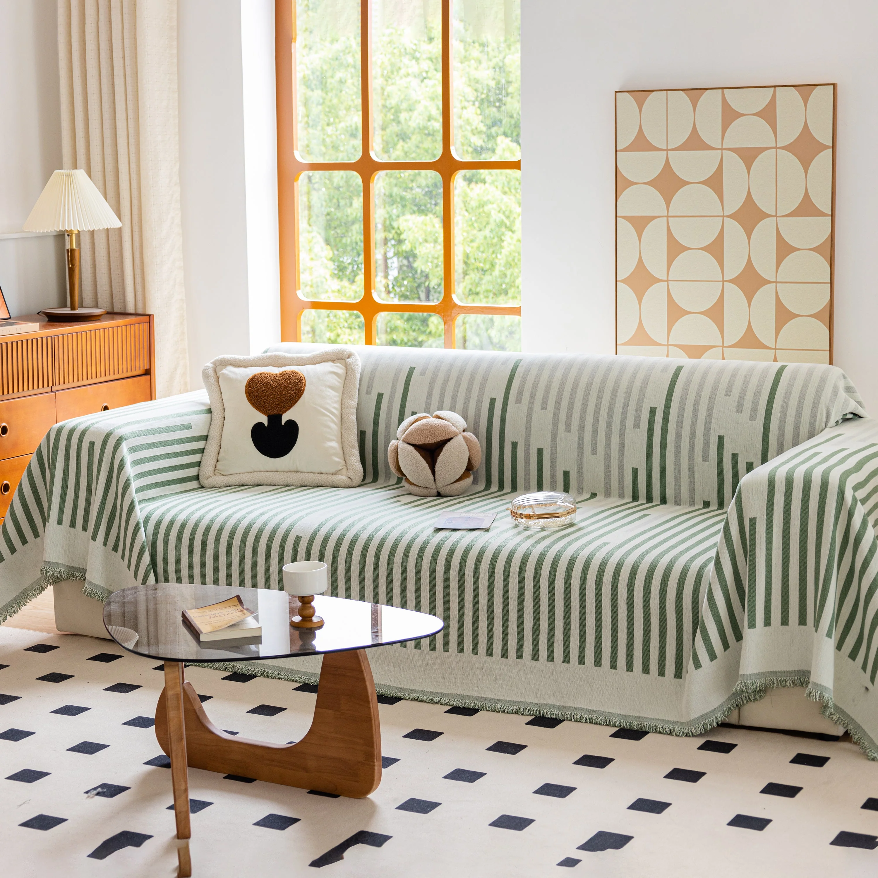 Boho Stripe Sectional Couch Cover Soft Chenille Sofa Slipcovers Blanket on The Sofa for Living Room - Image 65