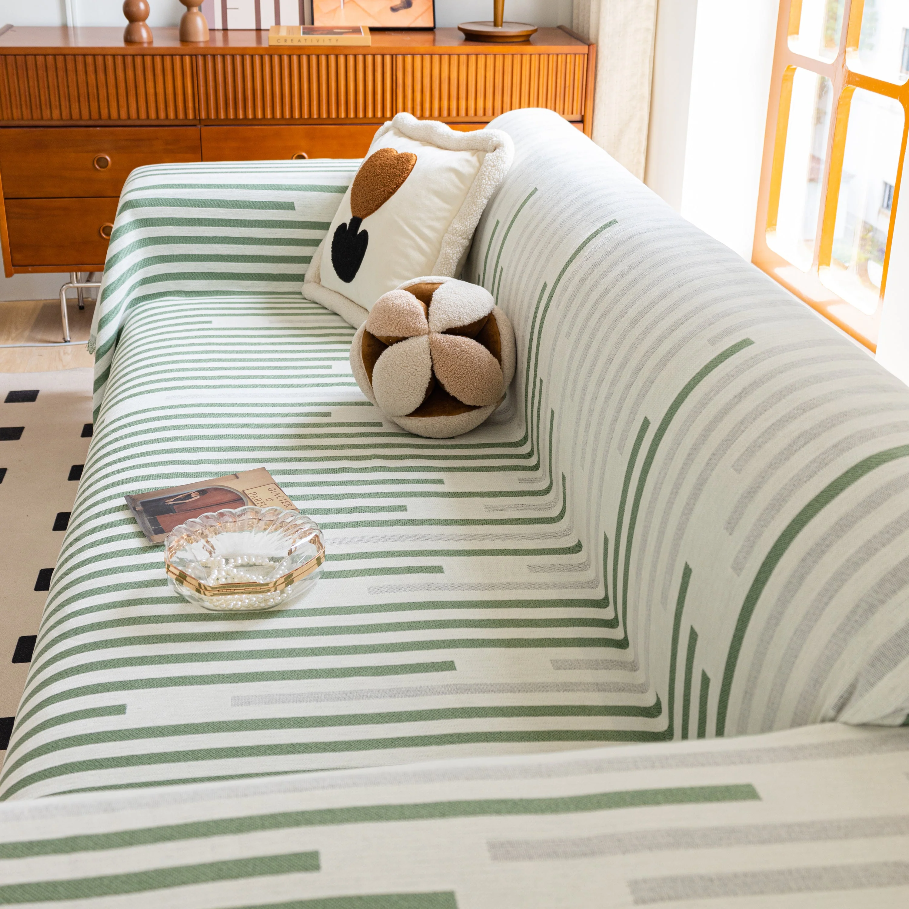 Boho Stripe Sectional Couch Cover Soft Chenille Sofa Slipcovers Blanket on The Sofa for Living Room - Image 67
