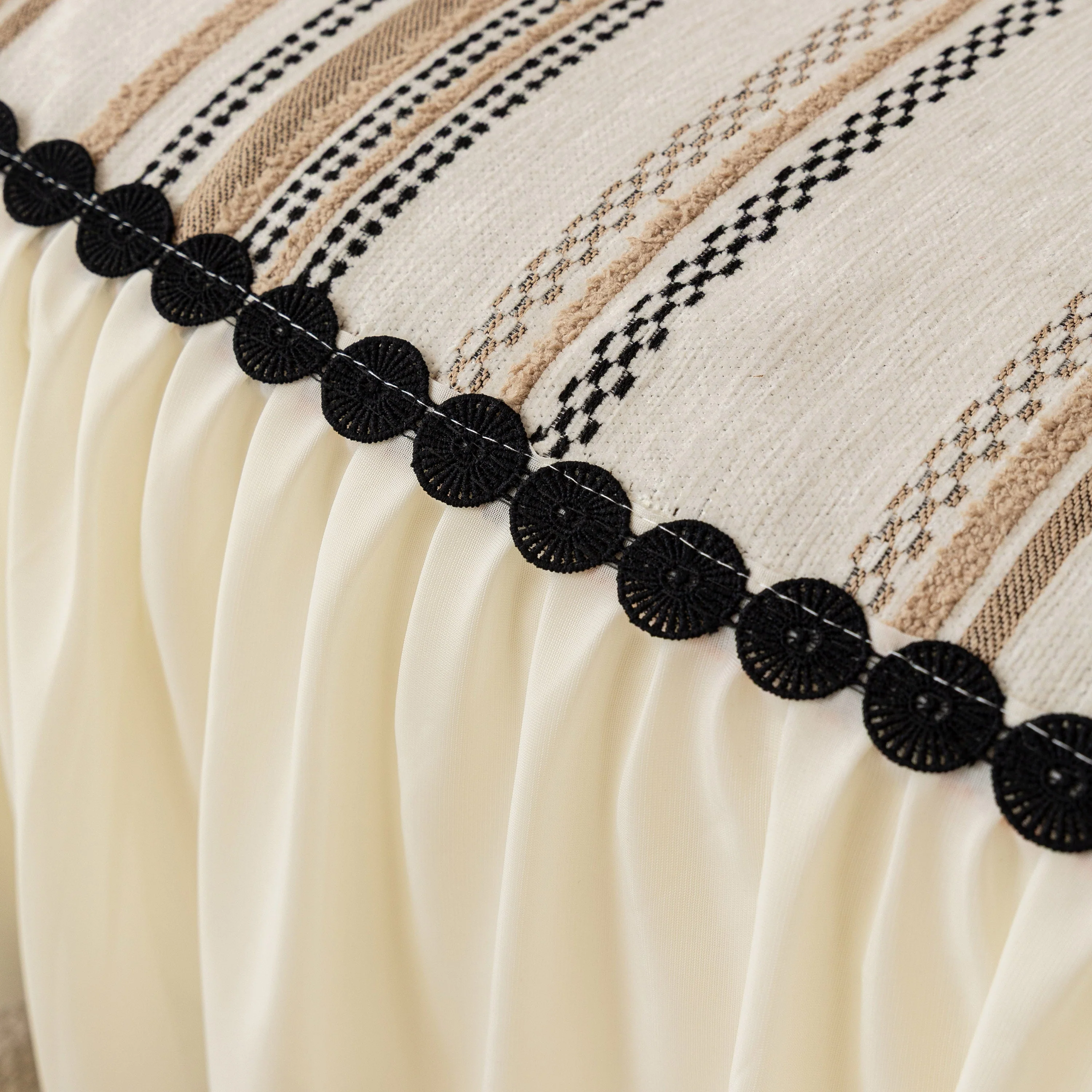 Boho Striped Couch Cover with Sheer Ruffle Skirt, Decorative Couch Throw Blanket - Image 13