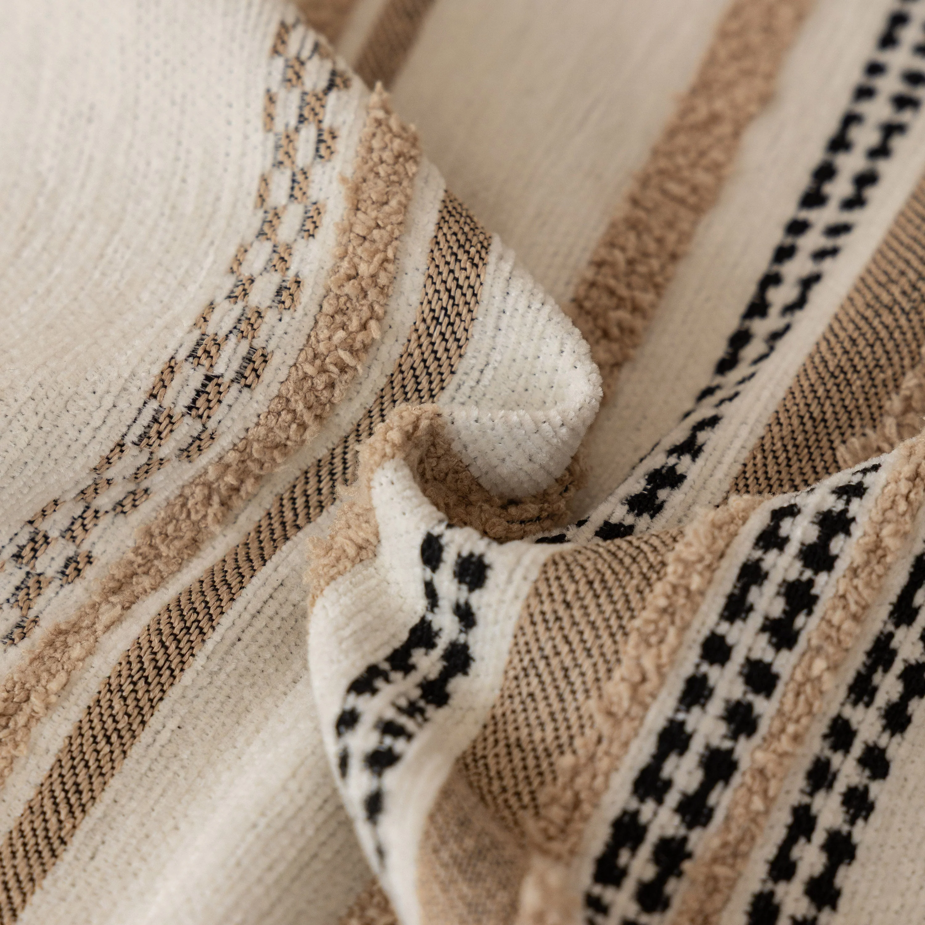 Boho Striped Couch Cover with Sheer Ruffle Skirt, Decorative Couch Throw Blanket - Image 16