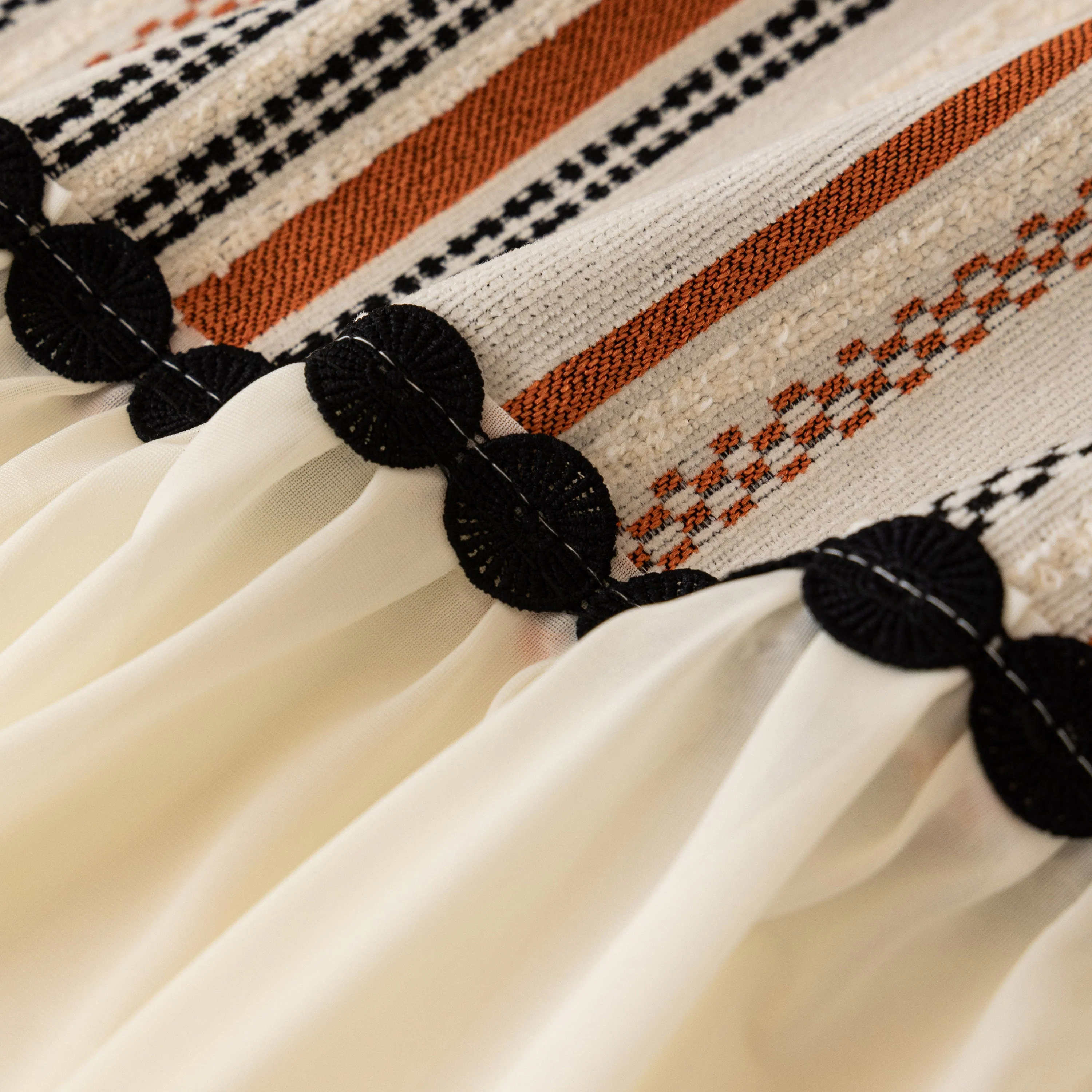 Boho Striped Couch Cover with Sheer Ruffle Skirt, Decorative Couch Throw Blanket - Image 48