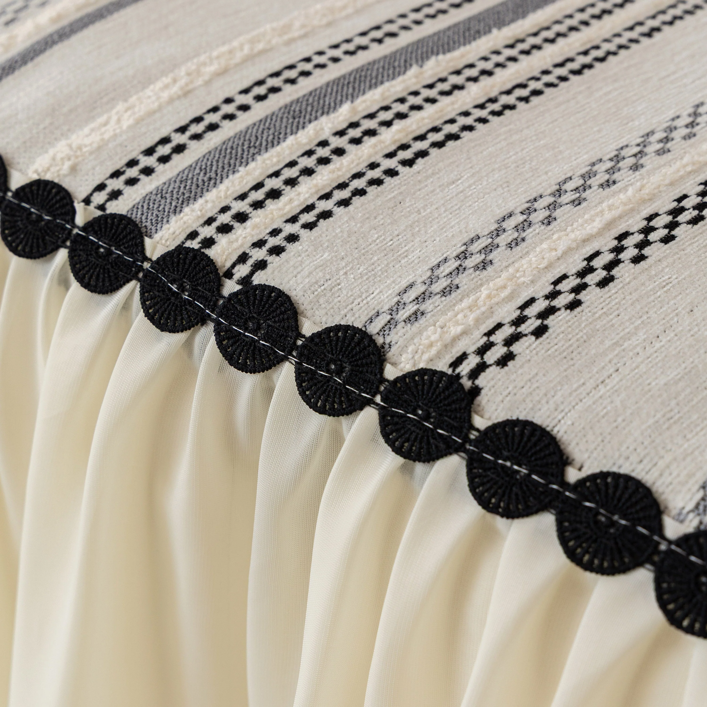 Boho Striped Couch Cover with Sheer Ruffle Skirt, Decorative Couch Throw Blanket - Image 66