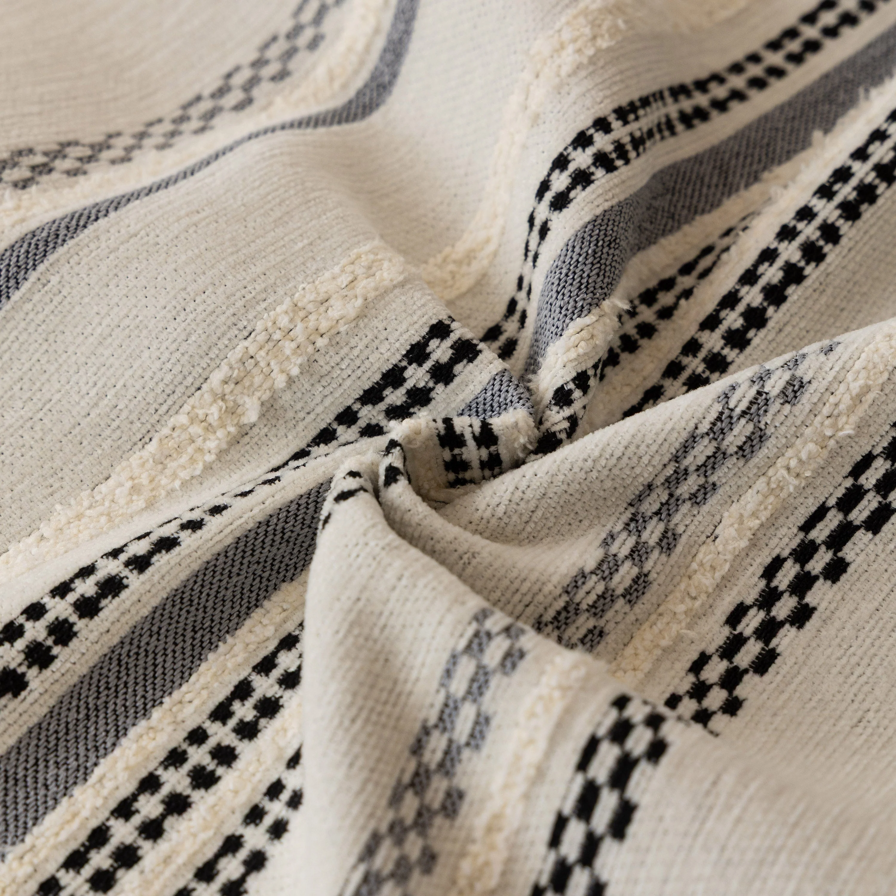 Boho Striped Couch Cover with Sheer Ruffle Skirt, Decorative Couch Throw Blanket - Image 67